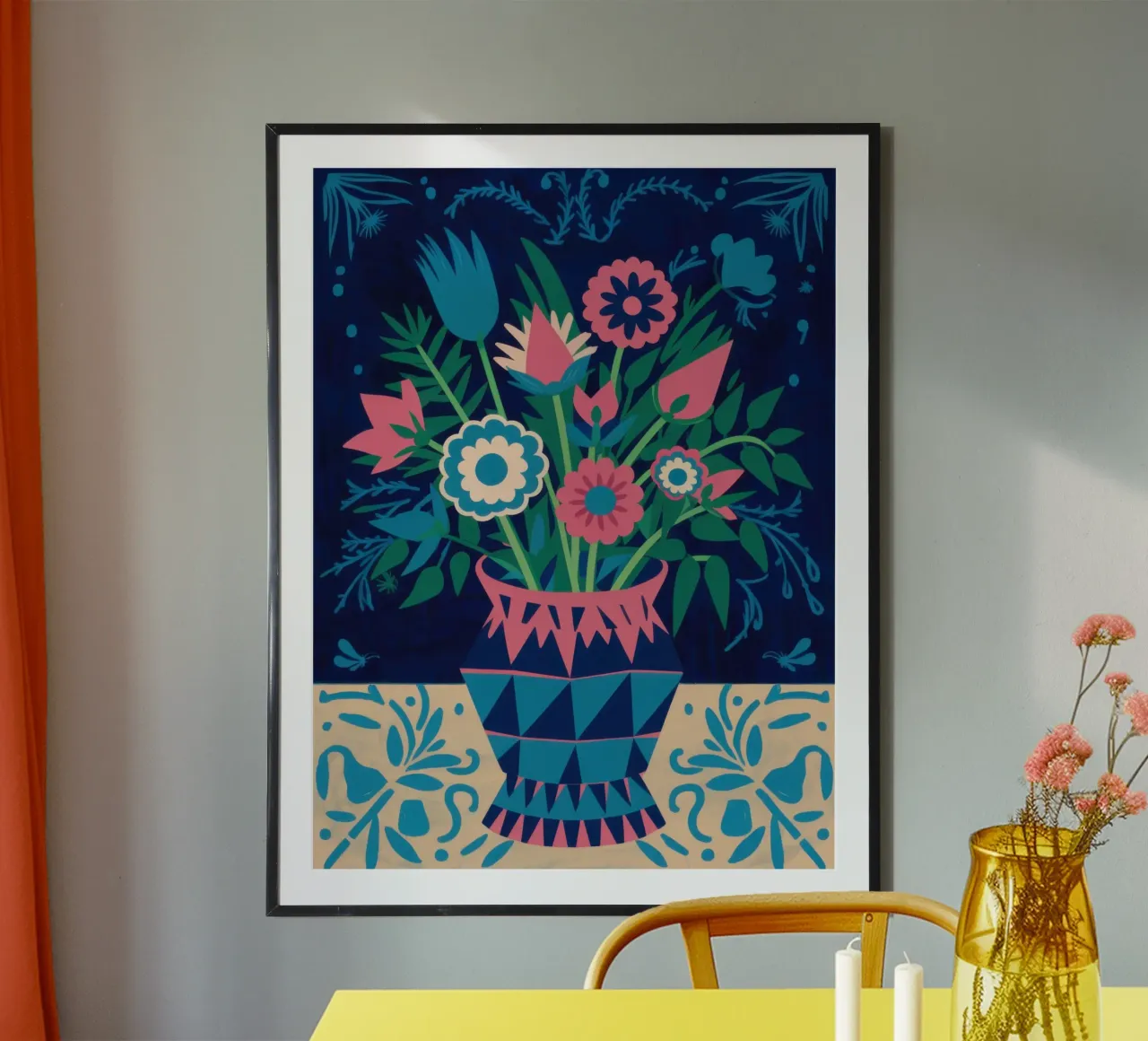 Bouquet ornato di cobalto poster da Line Fable