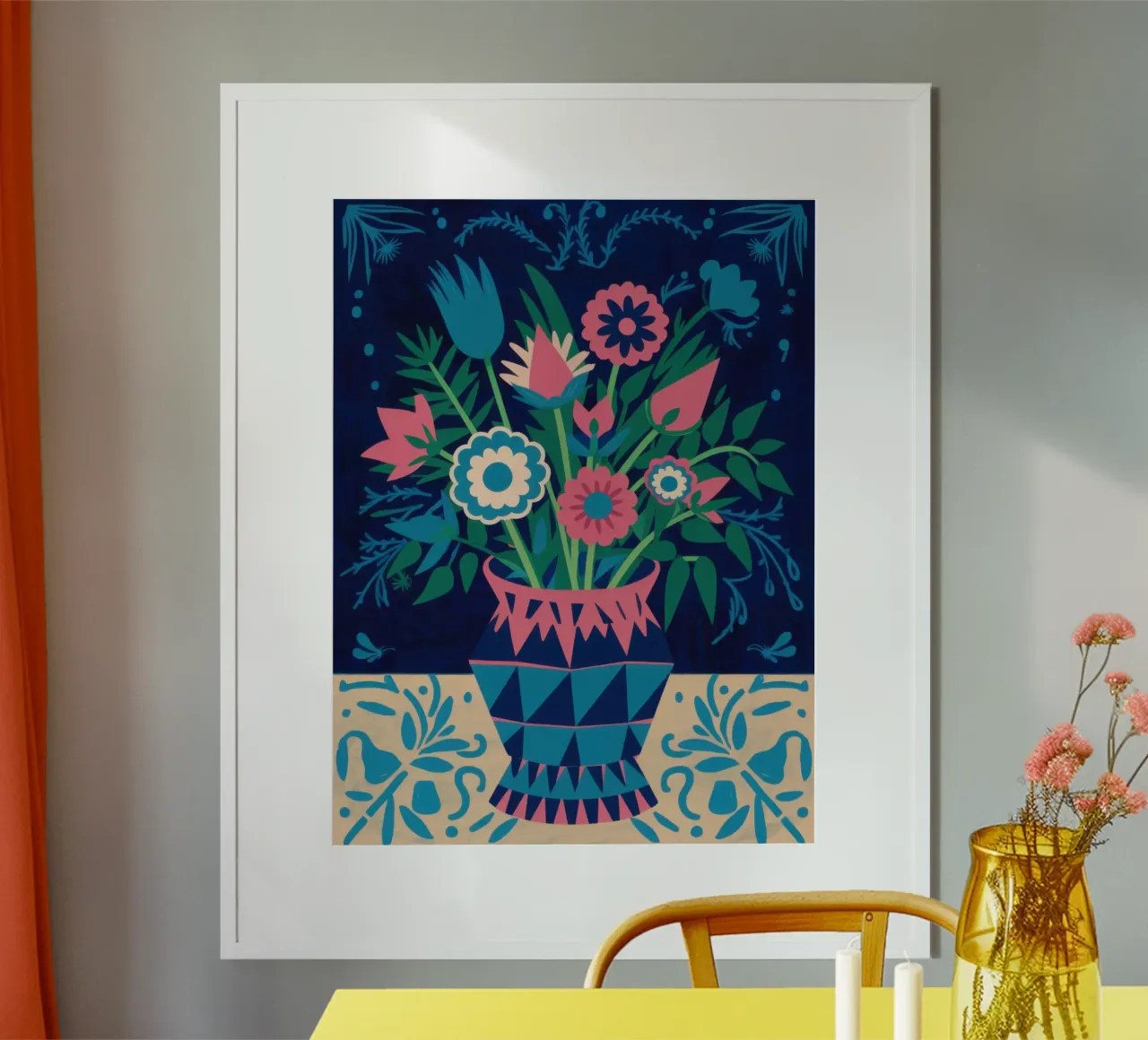 Bouquet ornato di cobalto poster da Line Fable