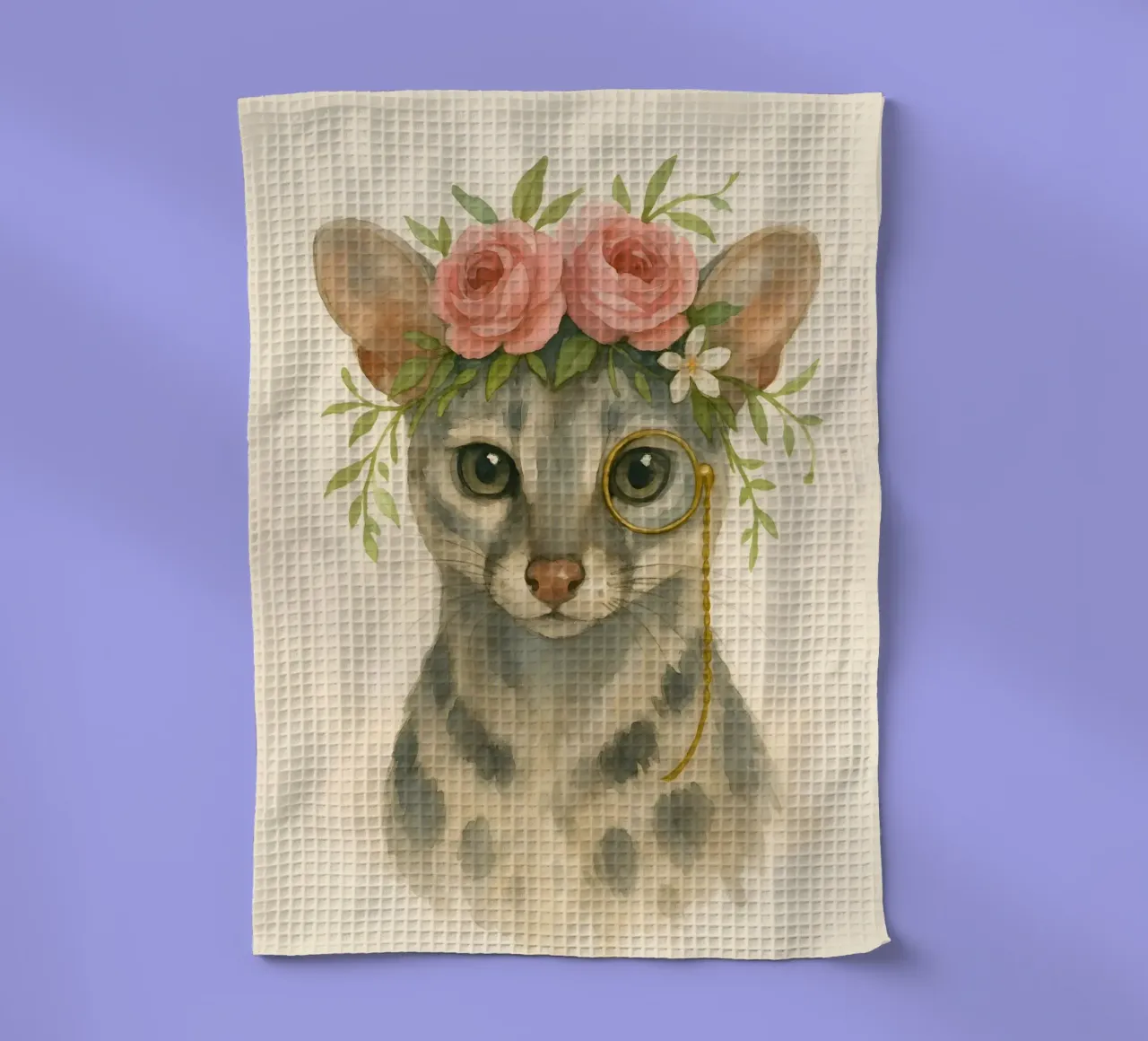 Der königliche Blick: Die rosenköpfige Katze Geschirrtuch von Graceful Desine