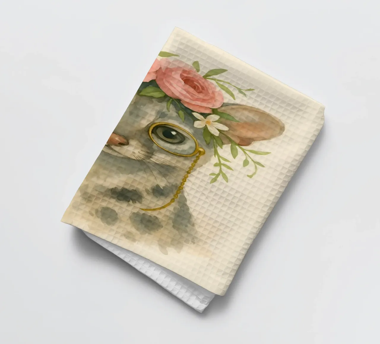 Der königliche Blick: Die rosenköpfige Katze Geschirrtuch von Graceful Desine