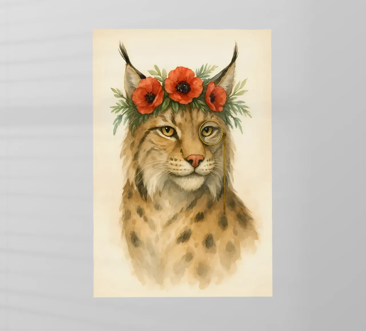 L'aristocratico selvaggio: Lince con papaveri pellicola backlit da Graceful Desine