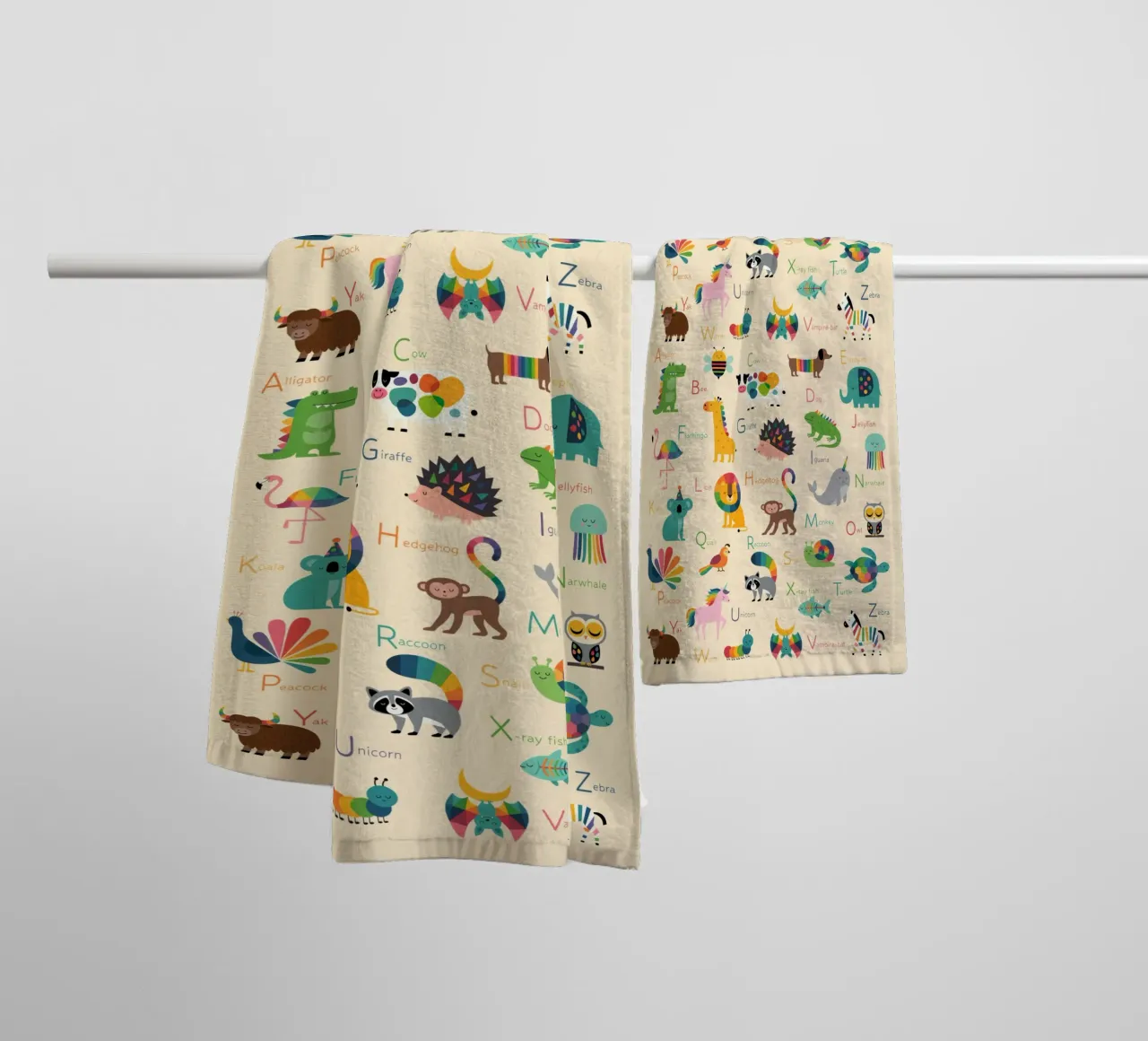 Lo zoo dell'arcobaleno asciugamano da bagno da Andy Westface