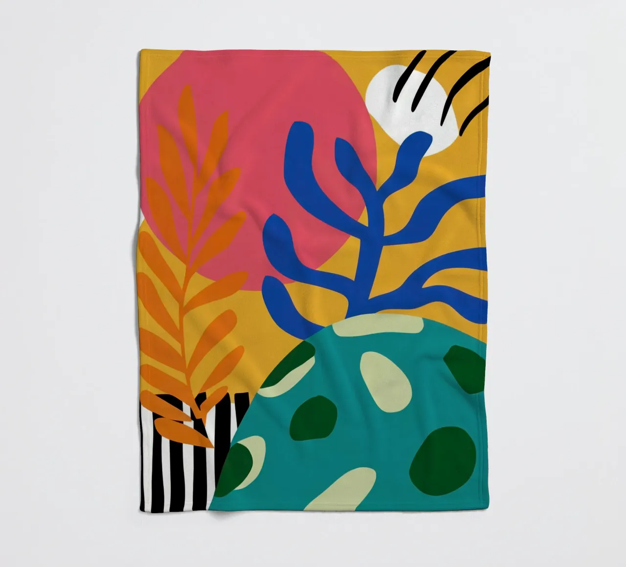Vibrant Leaf Play fleece blanket by Line Fable