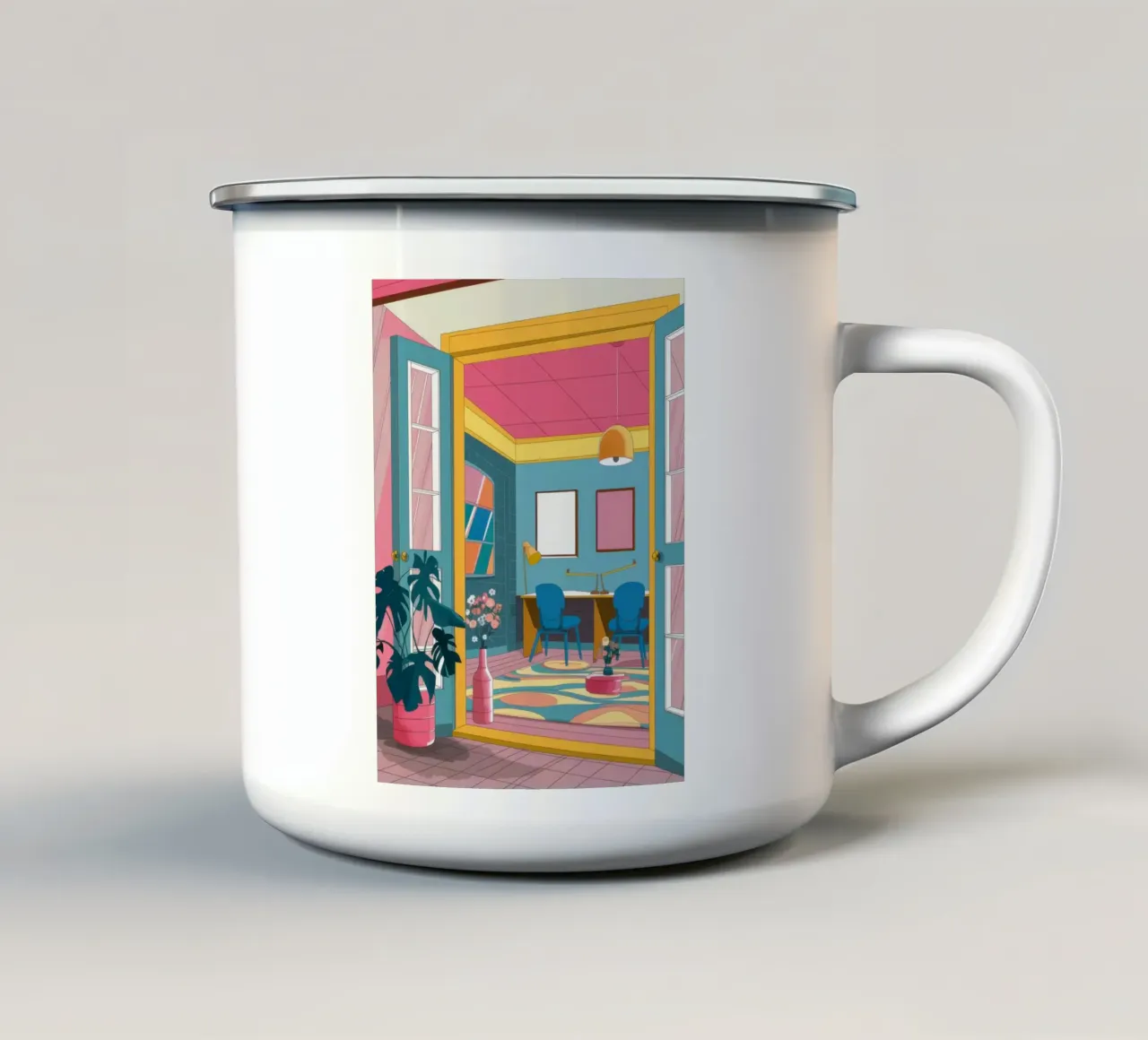 Vista interna cromatica tazza in smalto da Line Fable