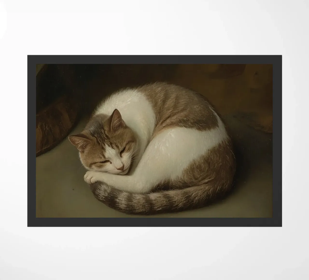 Gatto pacifico che dorme accoccolato su una superficie liscia zerbino da DesignDoodle
