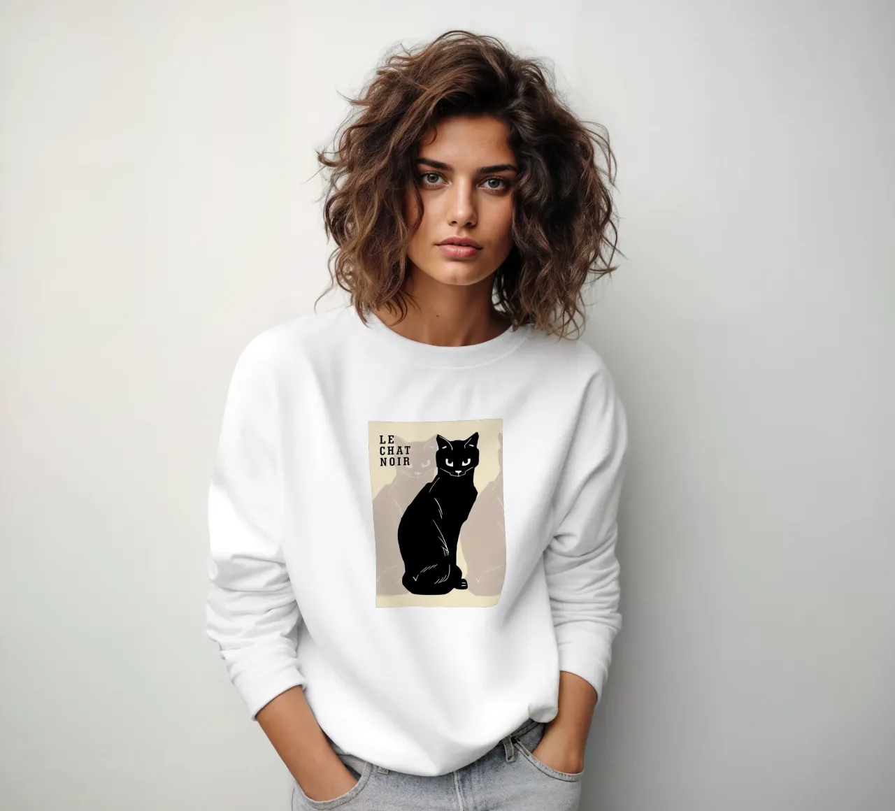 Black Cat Illustration sweatshirt by Arjun