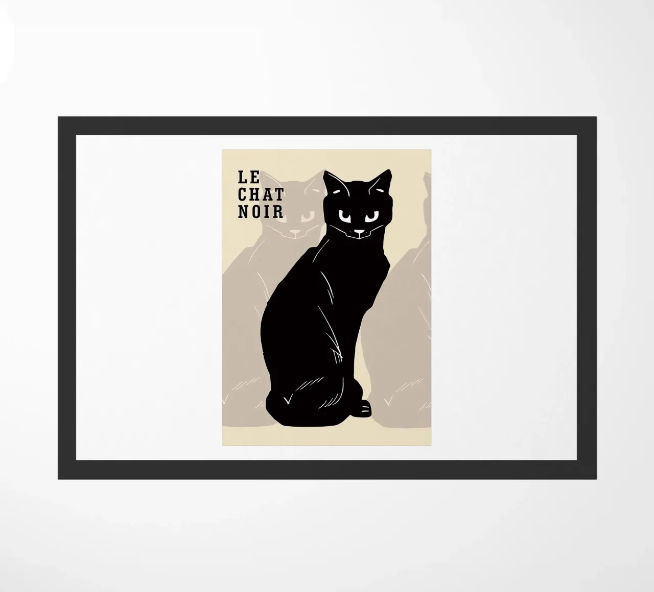 Black Cat Illustration doormat by Arjun