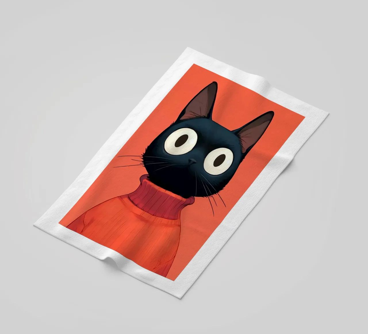 Black Cat beach towel by Arjun