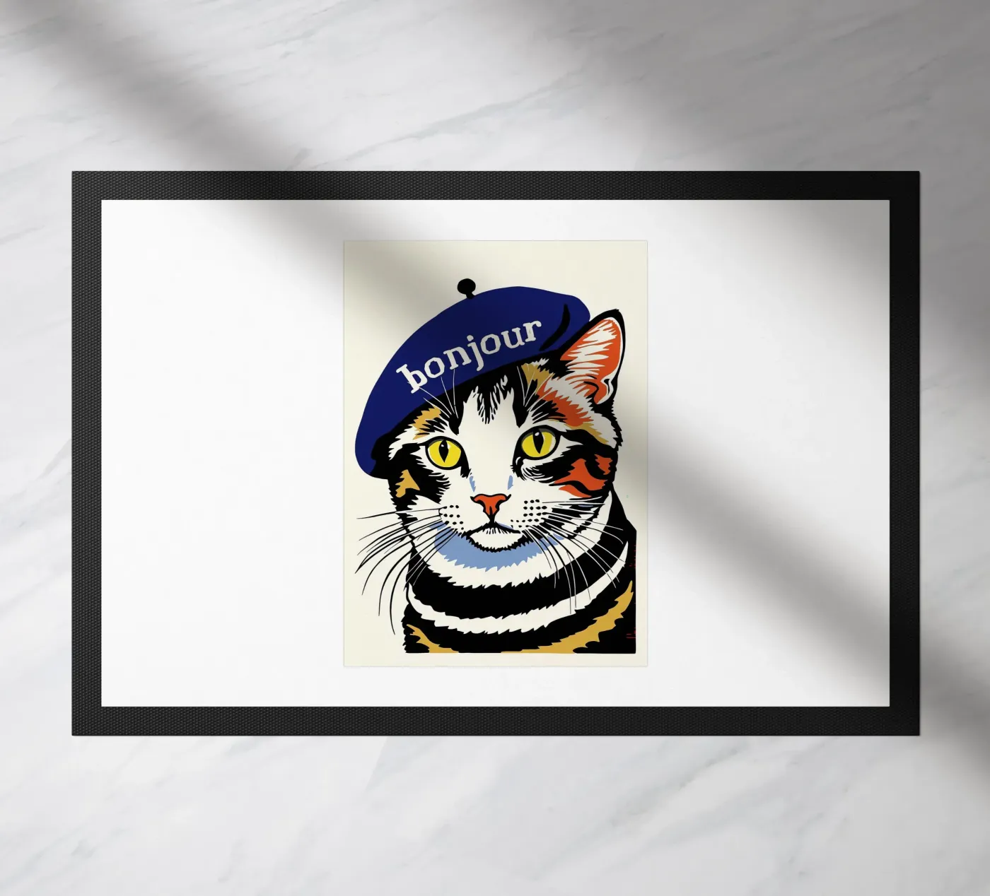 Hello Cat doormat by Arjun