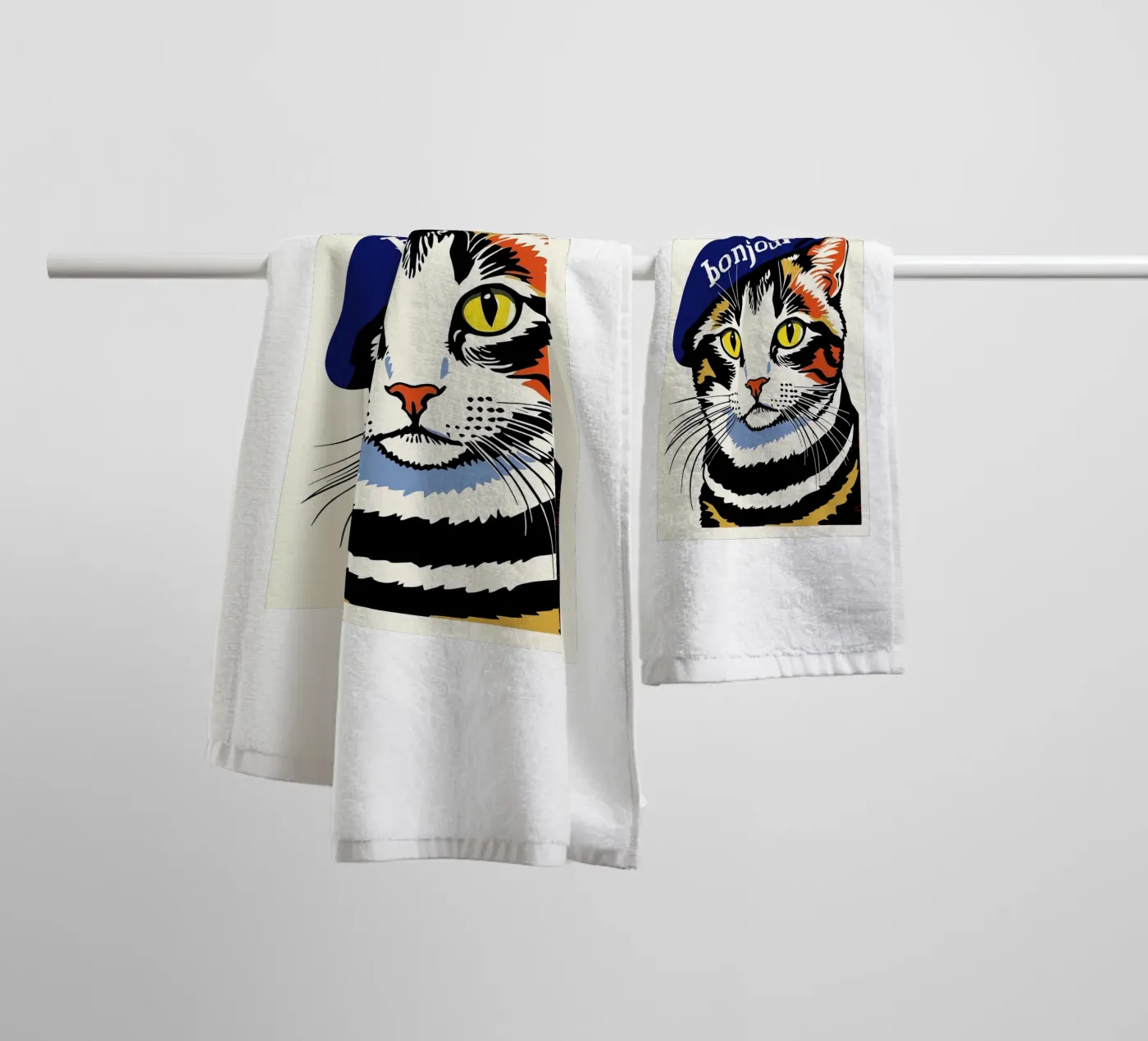Hello Cat towel by Arjun