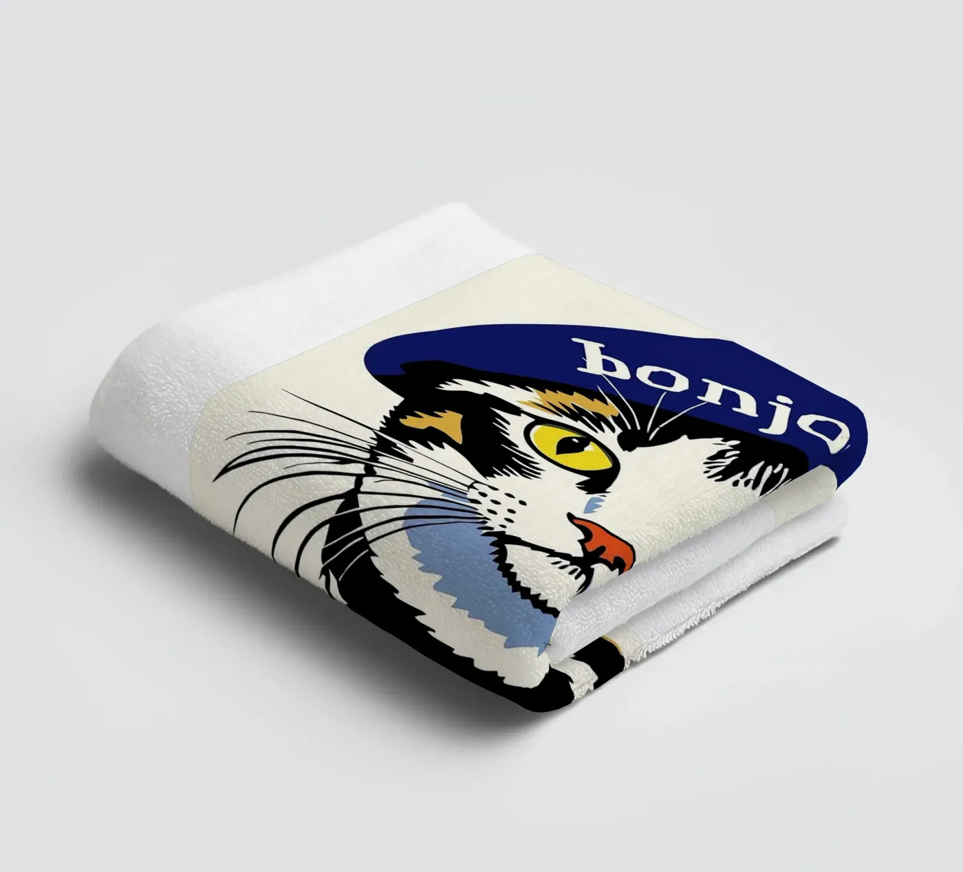 Hello Cat towel by Arjun