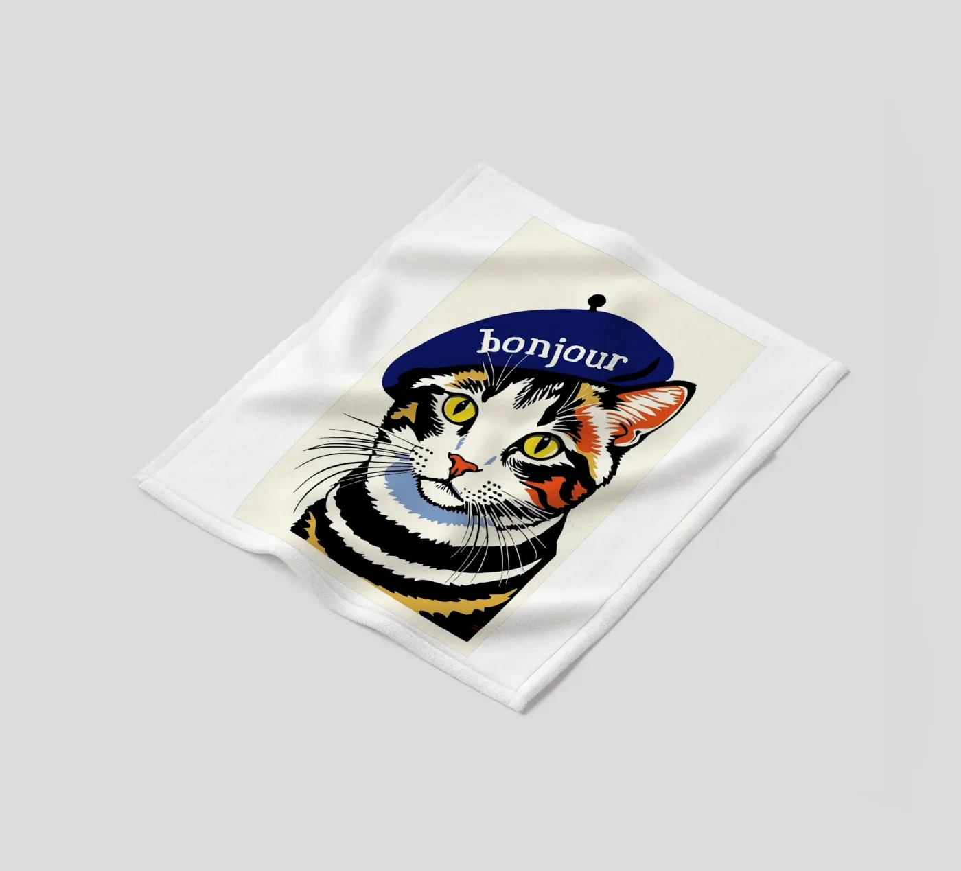 Hello Cat fleece blanket by Arjun
