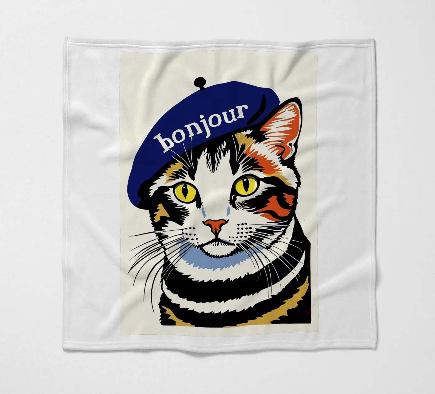 Hello Cat fleece blanket by Arjun