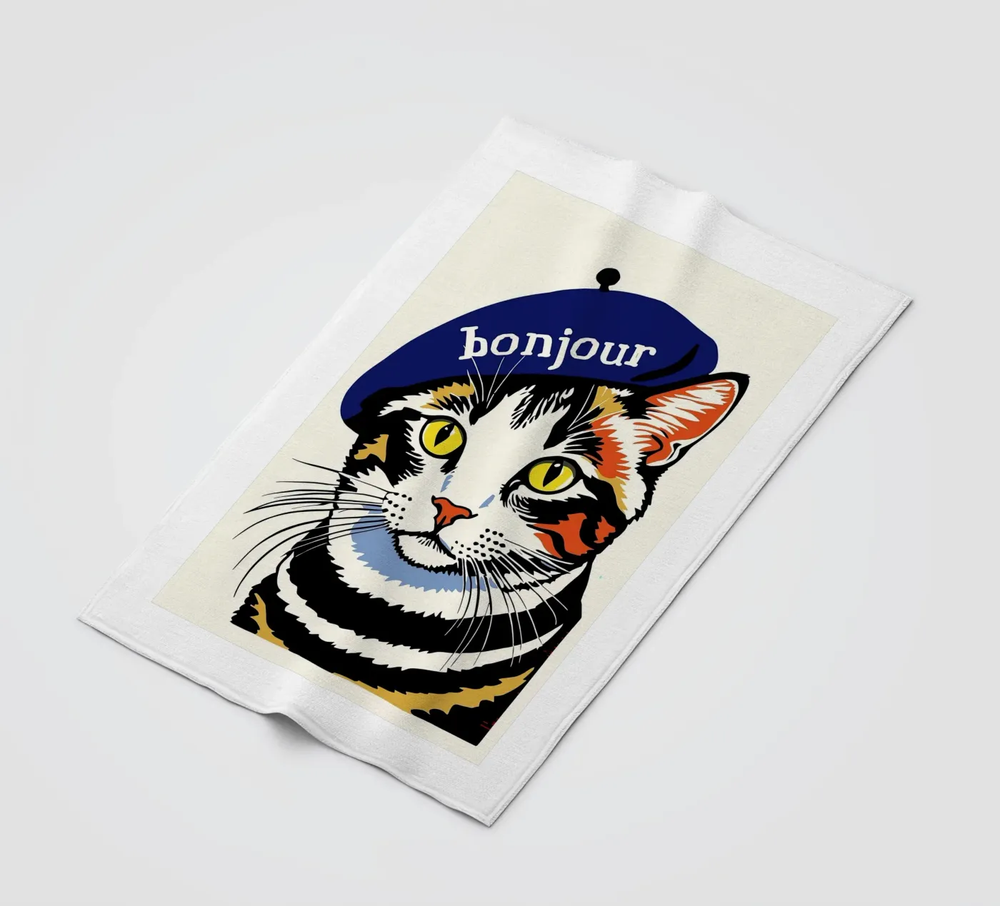 Hello Cat fleece blanket by Arjun