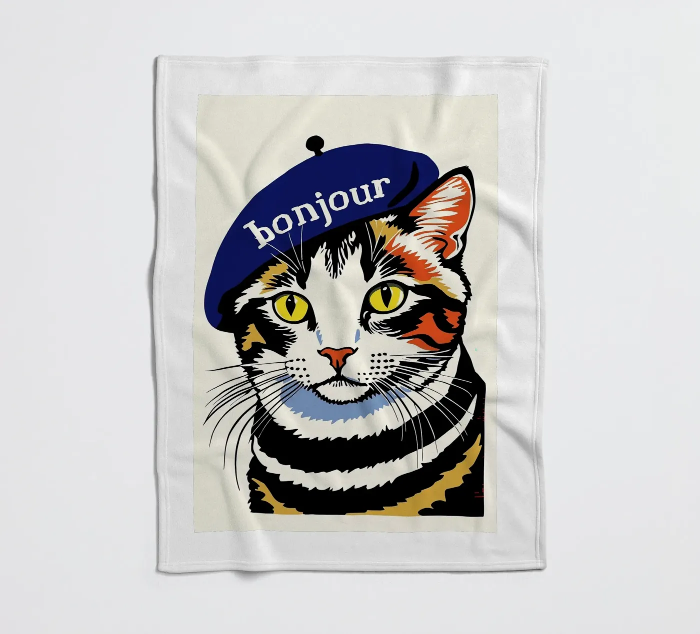 Hello Cat fleece blanket by Arjun