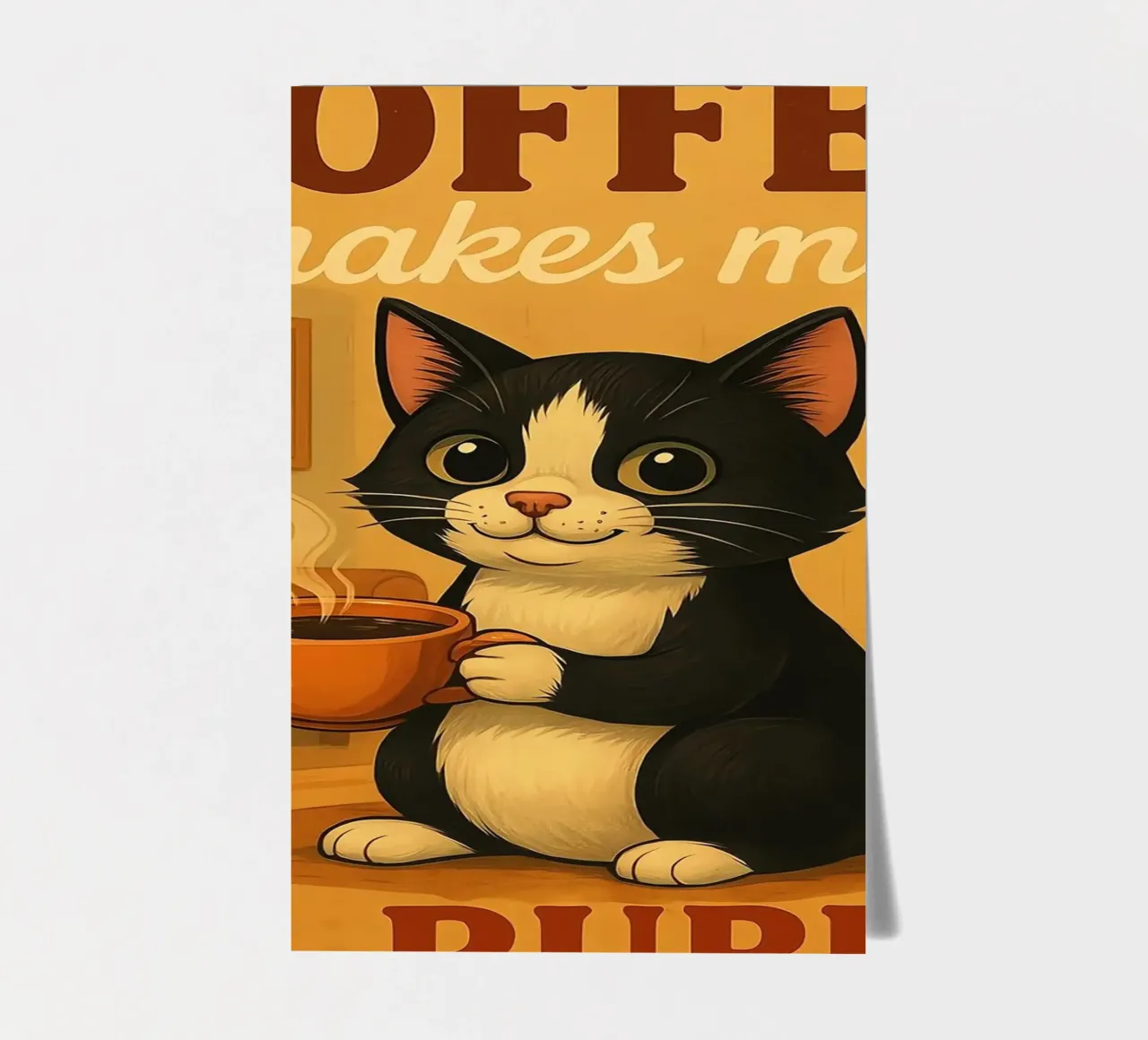 Kaffee bringt mich zum Schnurren Stickerbogen von Arjun