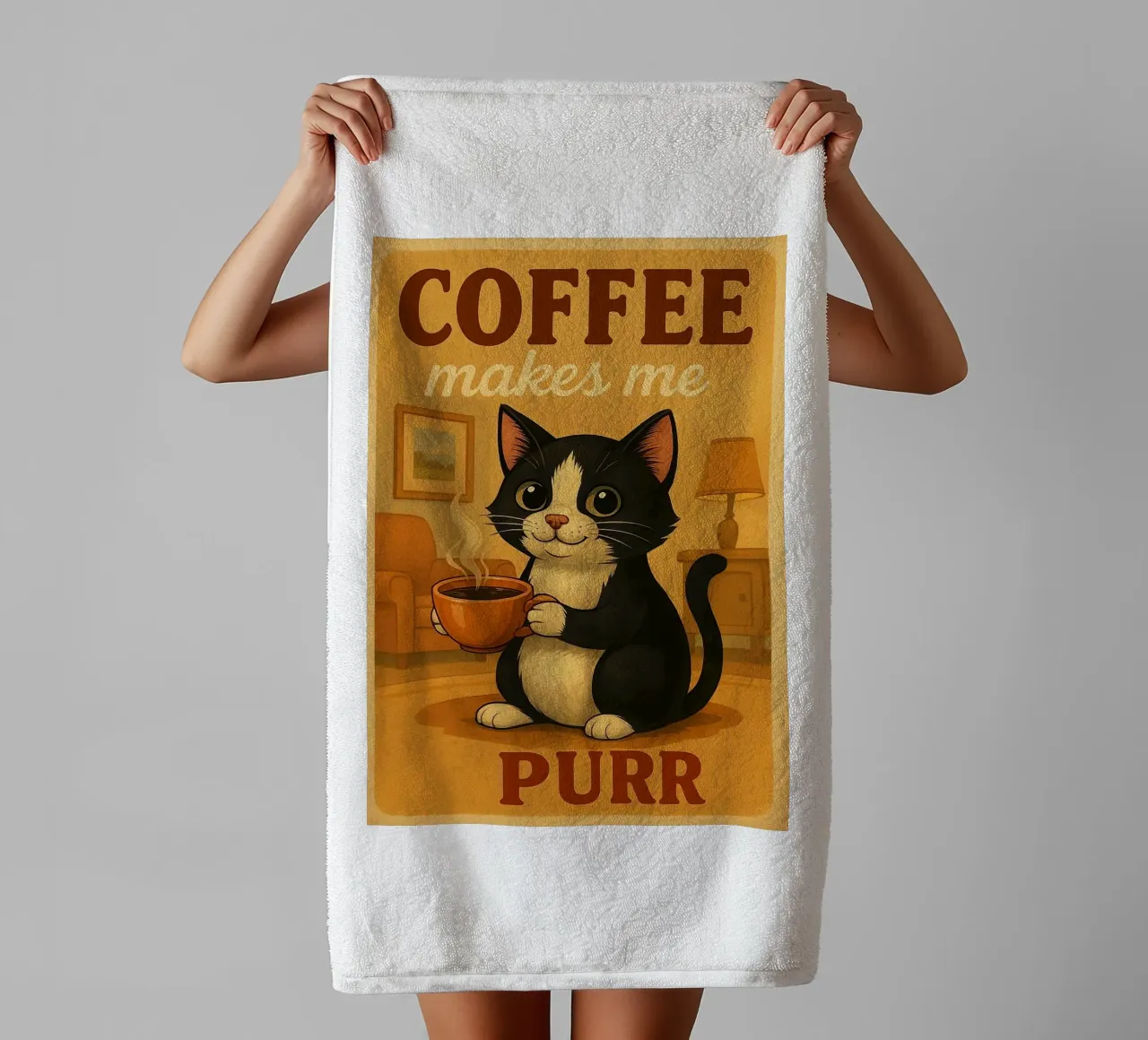 Il caffè mi fa fare le fusa asciugamano da bagno da Arjun