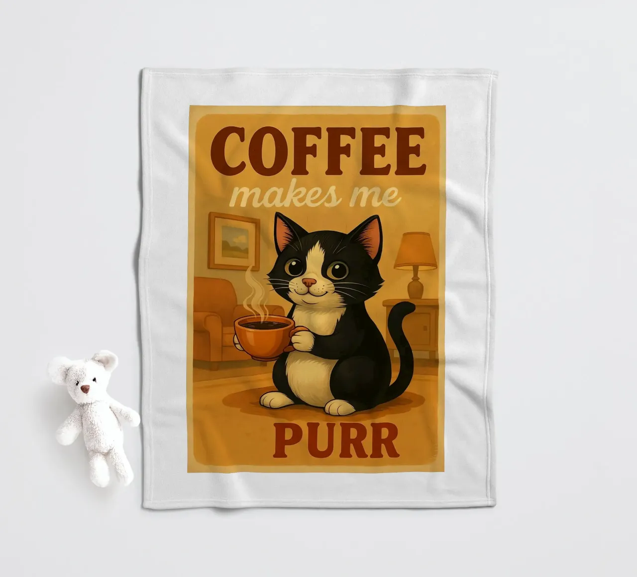 Il caffè mi fa fare le fusa coperta in pile da Arjun