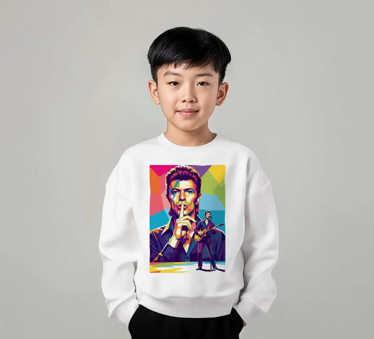 David Bowie - WPAP art style (1) felpa bambino da Hantamrata