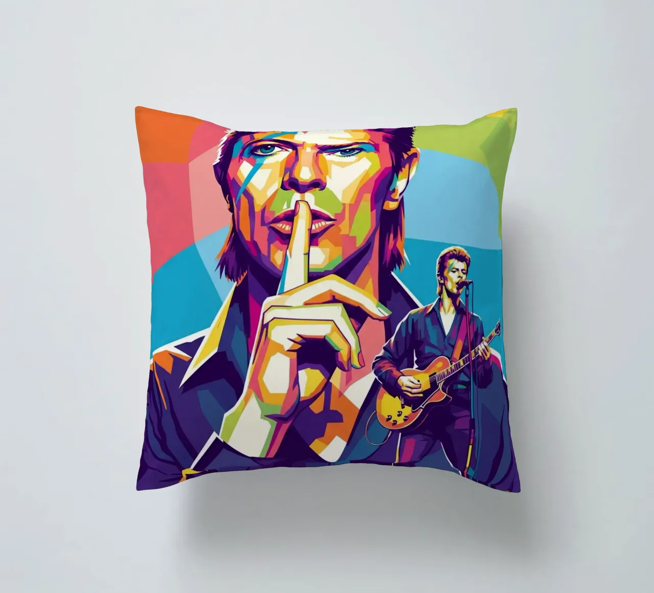 David Bowie - WPAP art style (1) cuscino da Hantamrata