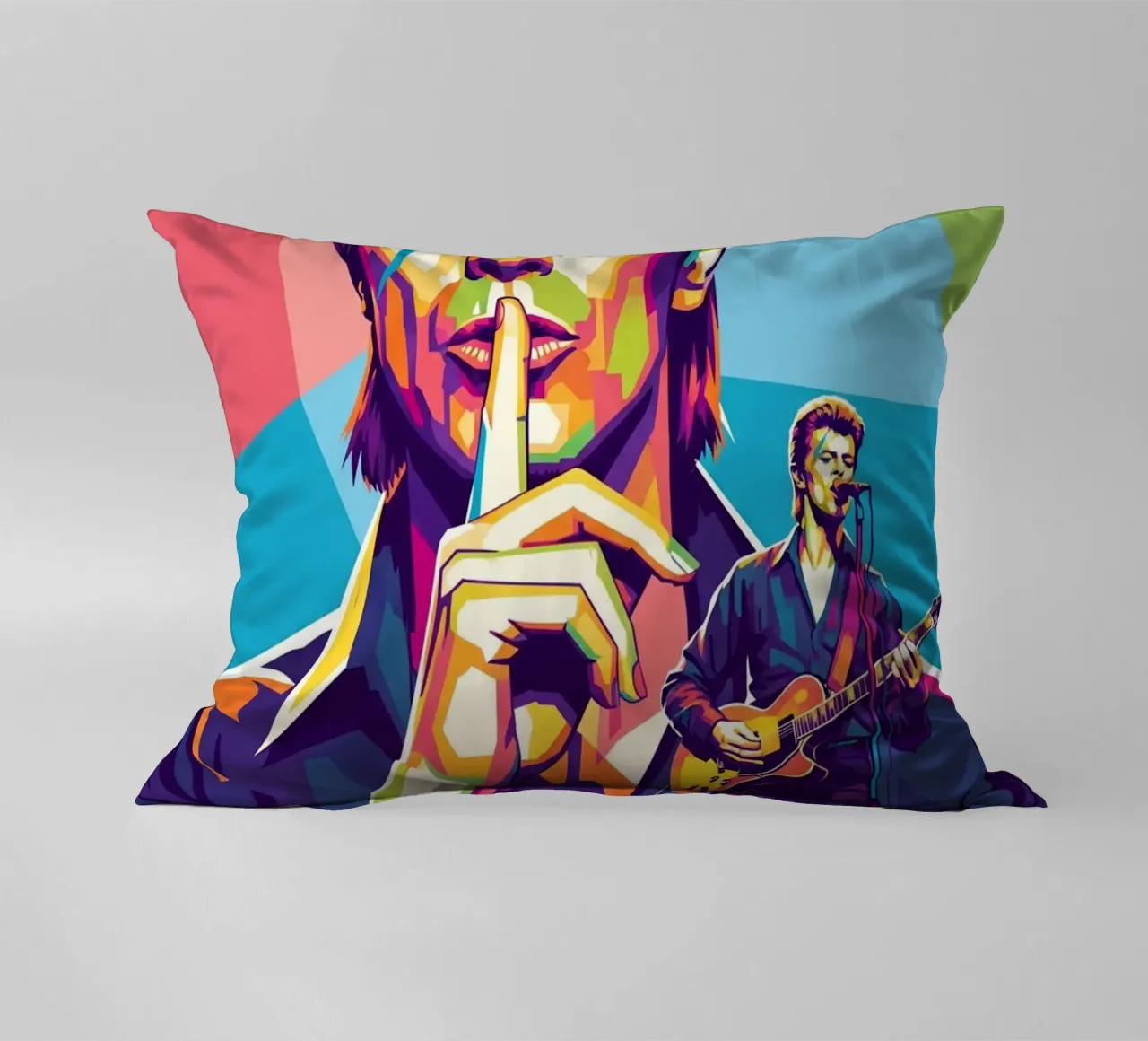 David Bowie - WPAP art style (1) cuscino da Hantamrata