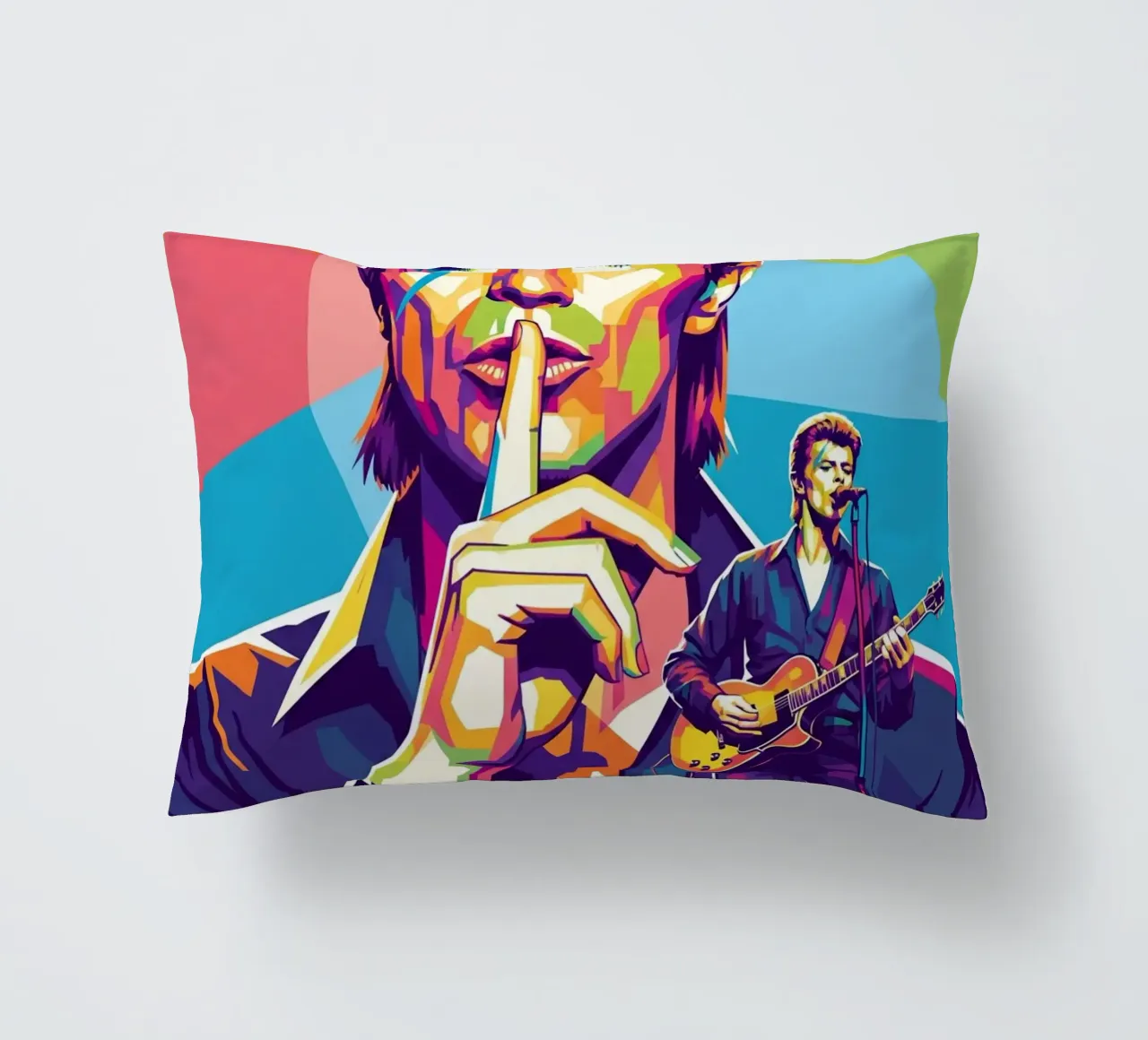 David Bowie - WPAP art style (1) cuscino da Hantamrata