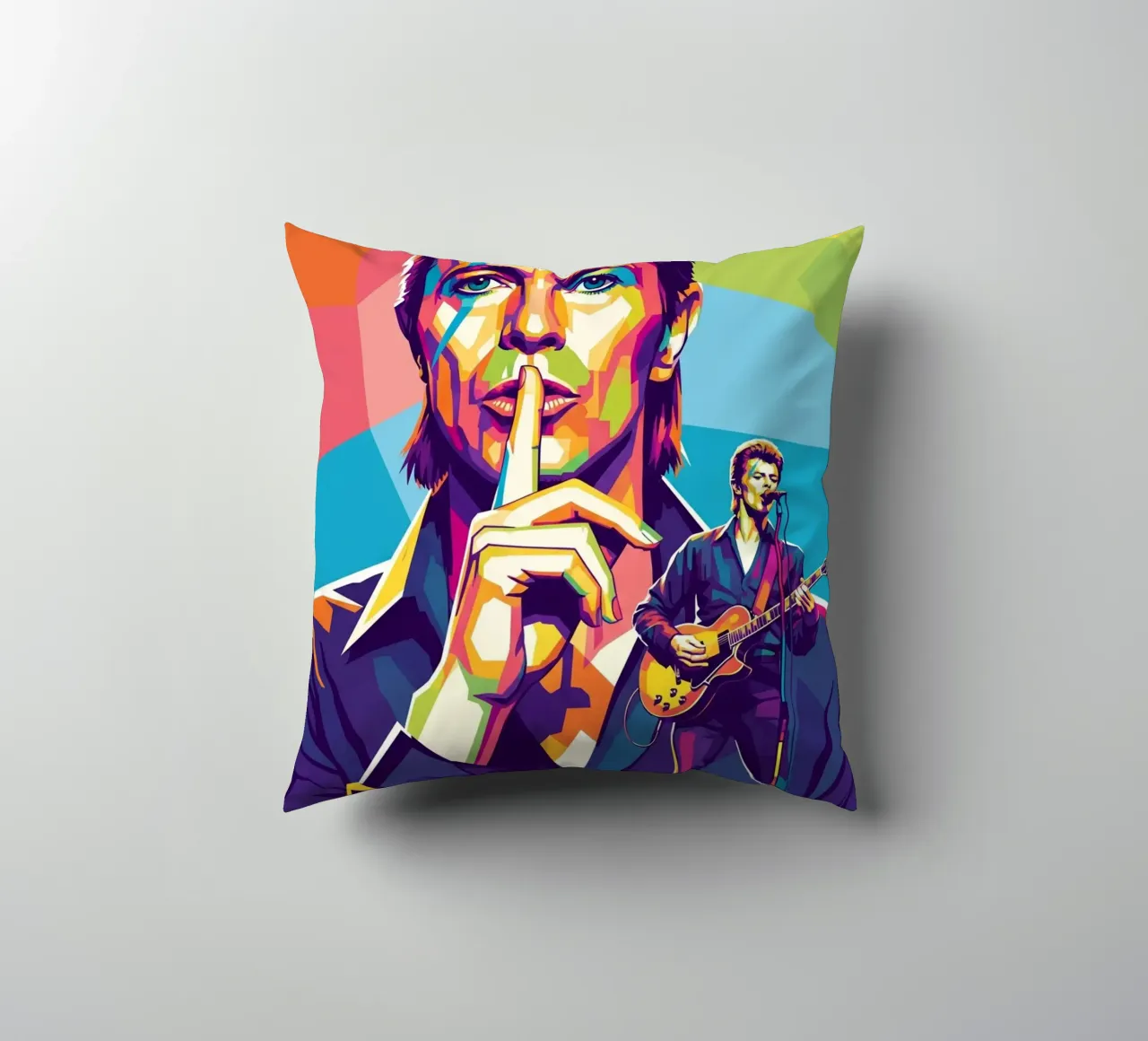 David Bowie - WPAP art style (1) cuscino da Hantamrata