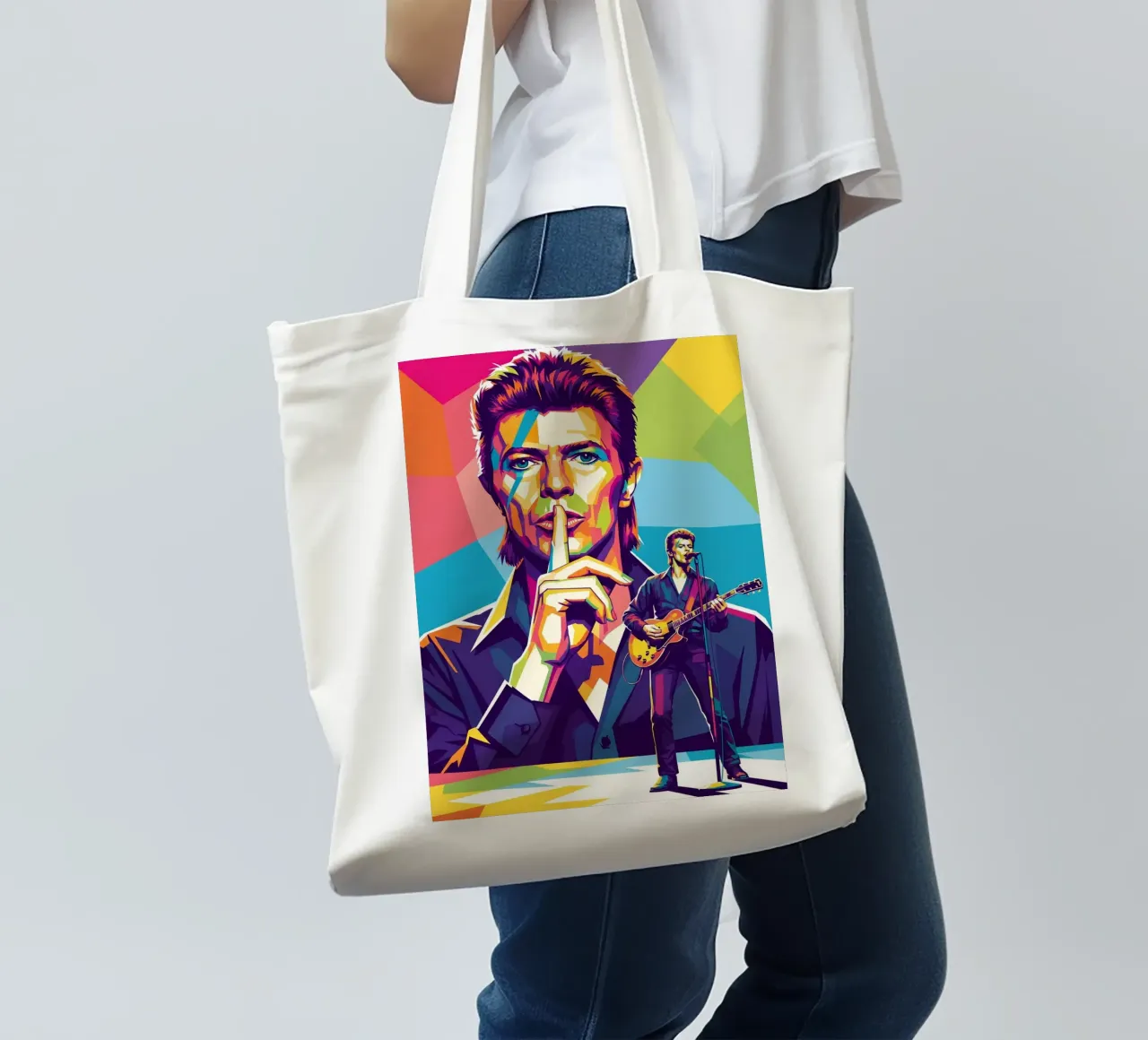 David Bowie - WPAP art style (1) borsa in juta da Hantamrata