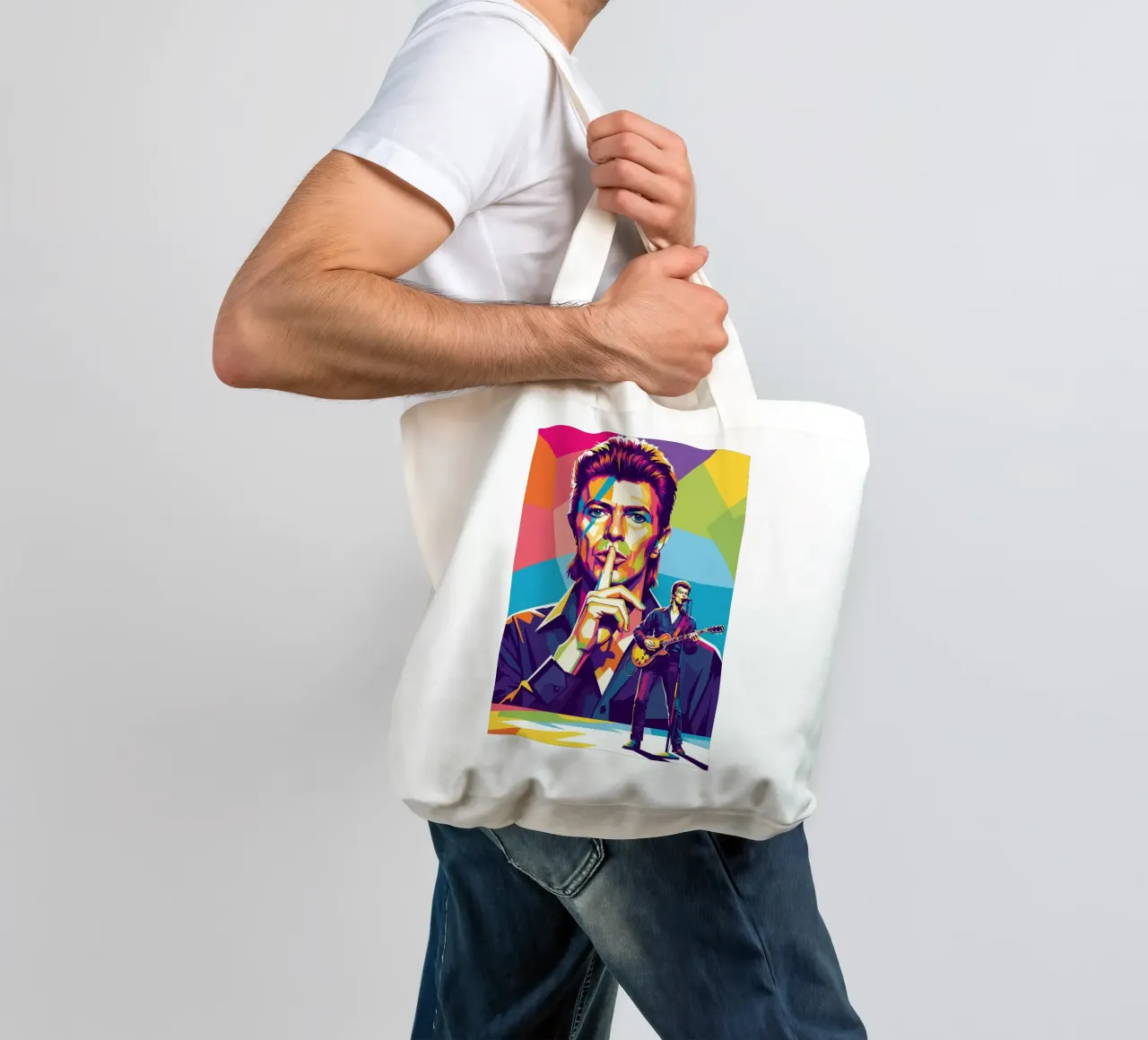 David Bowie - WPAP art style (1) borsa in juta da Hantamrata