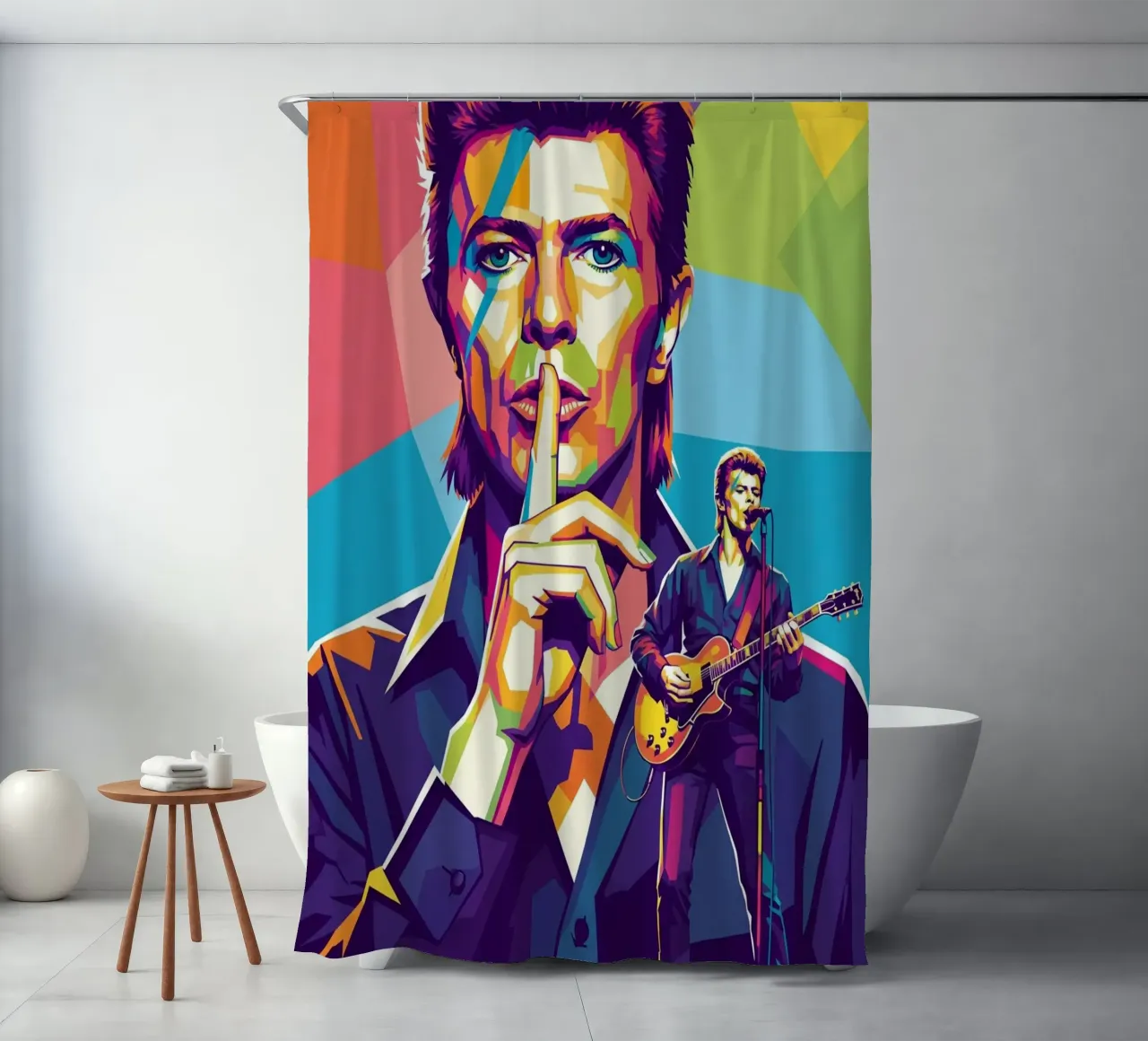 David Bowie - WPAP art style (1) tenda da doccia da Hantamrata