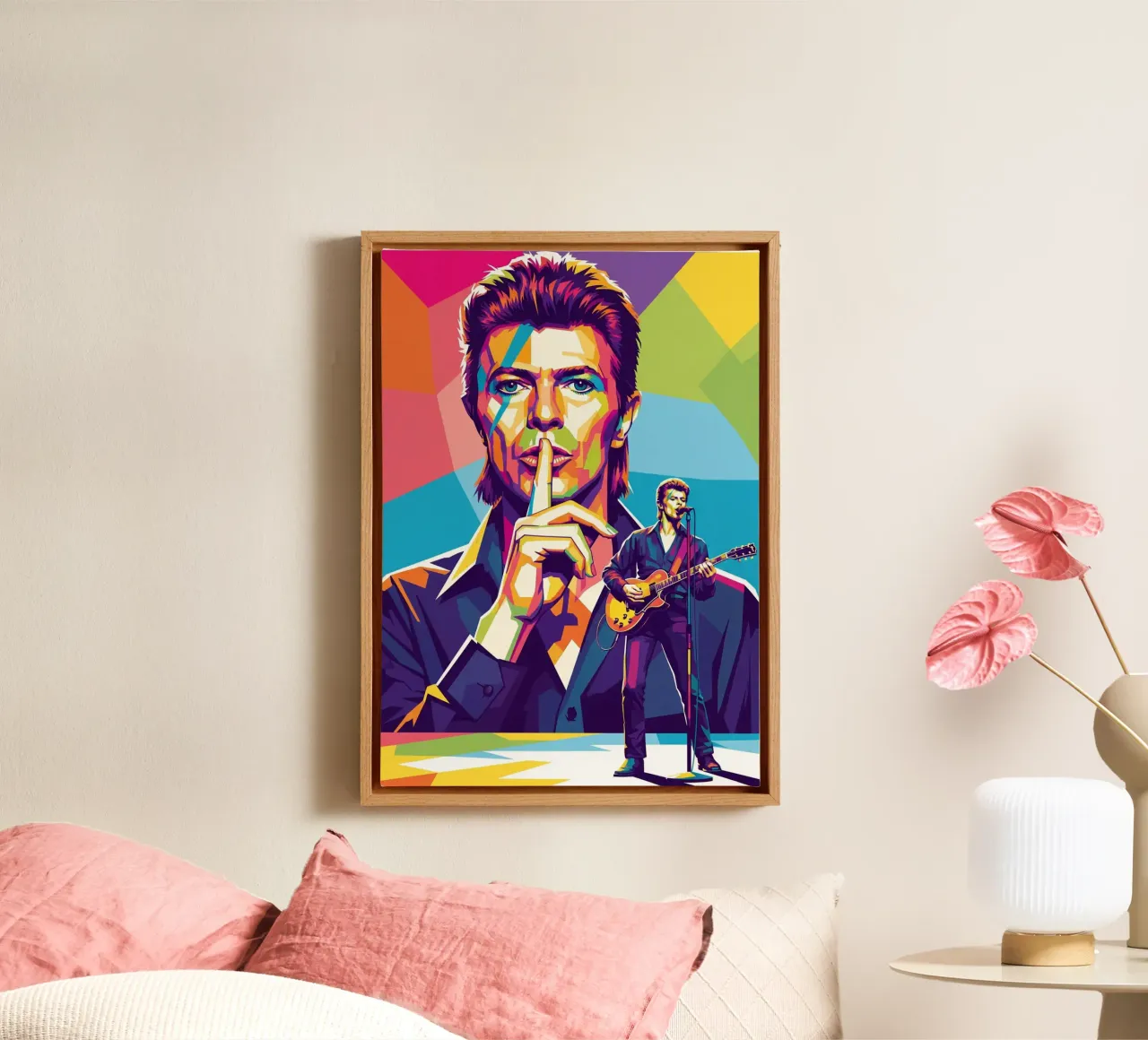 David Bowie - WPAP art style (1) tela con Cornice a cassetta da Hantamrata