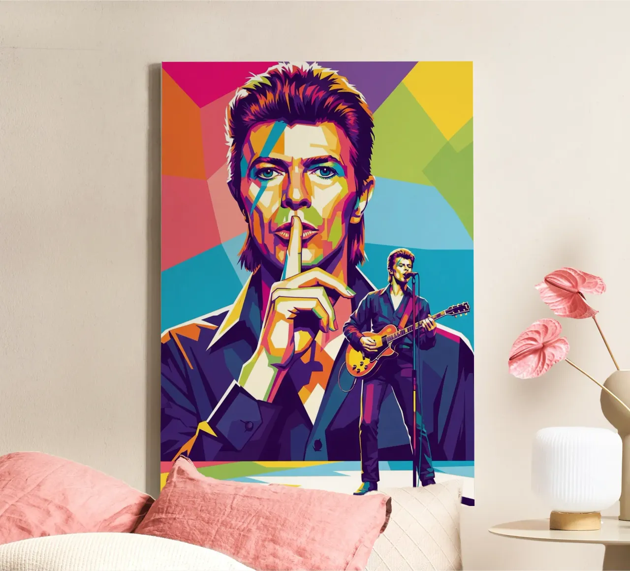 David Bowie - WPAP art style (1) tela con Cornice a cassetta da Hantamrata