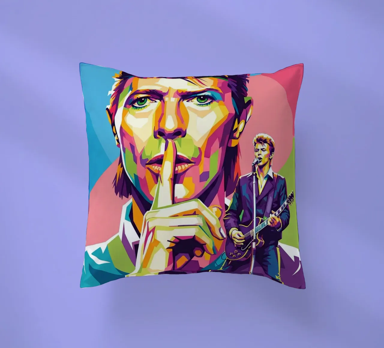 David Bowie - WPAP art style (2) cuscino da Hantamrata