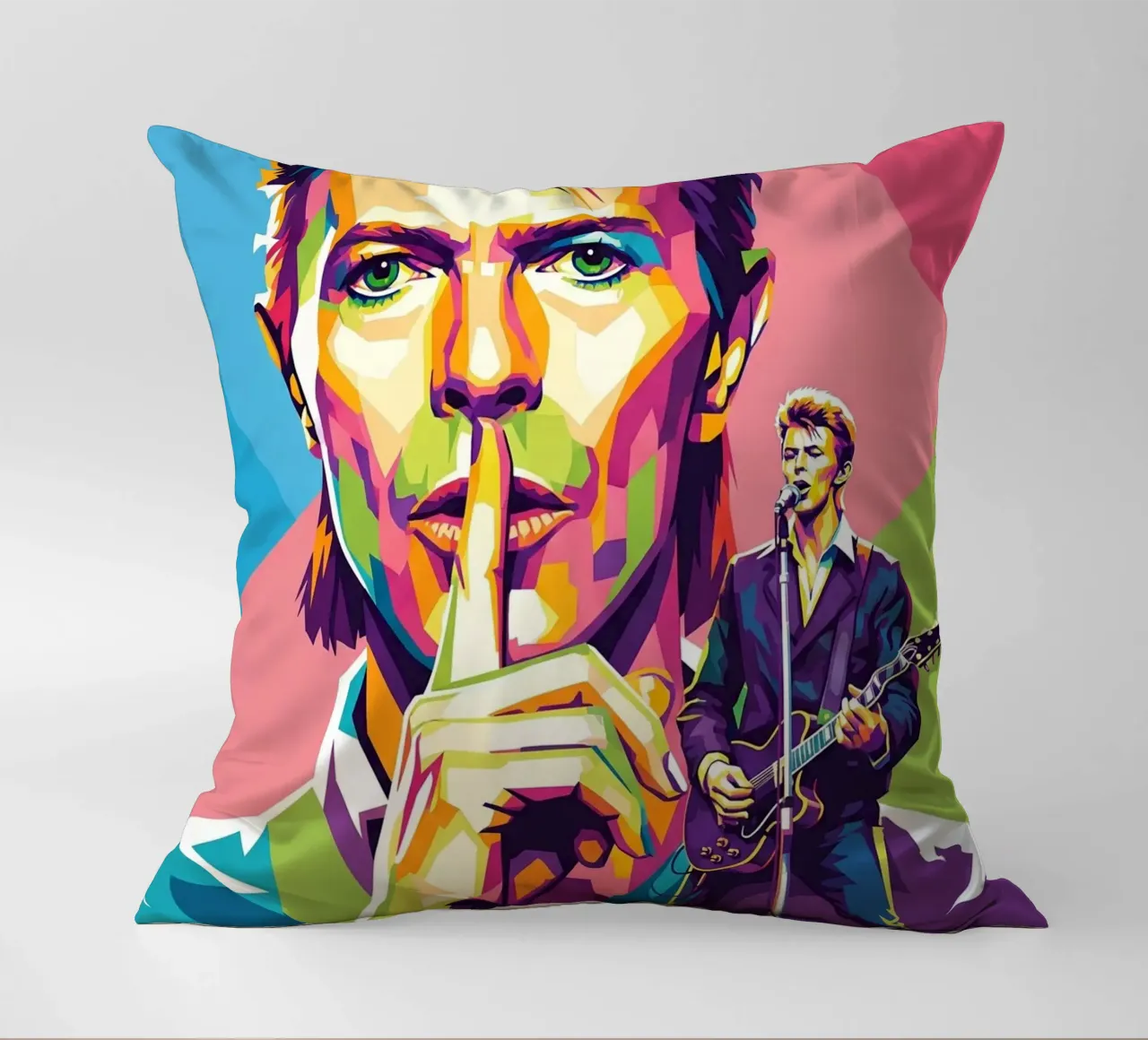 David Bowie - WPAP art style (2) cuscino da Hantamrata