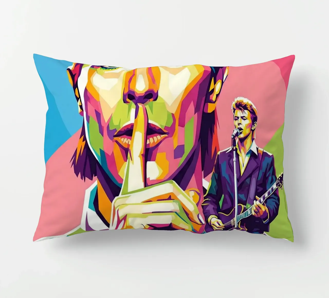 David Bowie - WPAP art style (2) cuscino da Hantamrata
