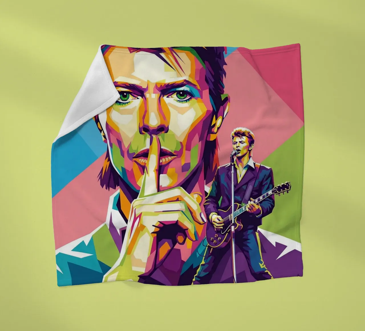 David Bowie - WPAP art style (2) coperta in pile da Hantamrata