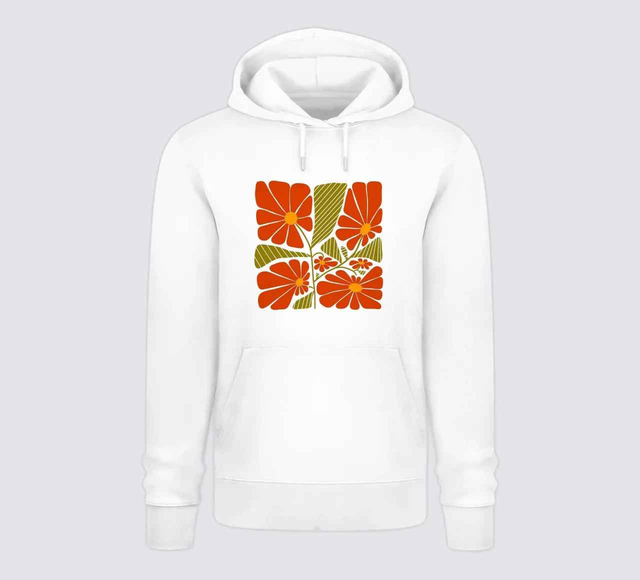 Retro 60s vibes orange flowers felpa con cappuccio da TijanaArtStudio88