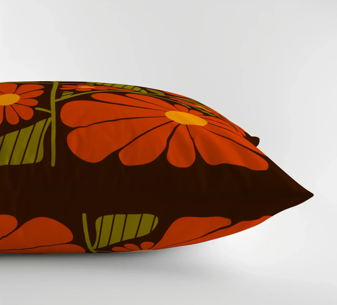 Retro 60s vibes orange flowers cuscino da TijanaArtStudio88