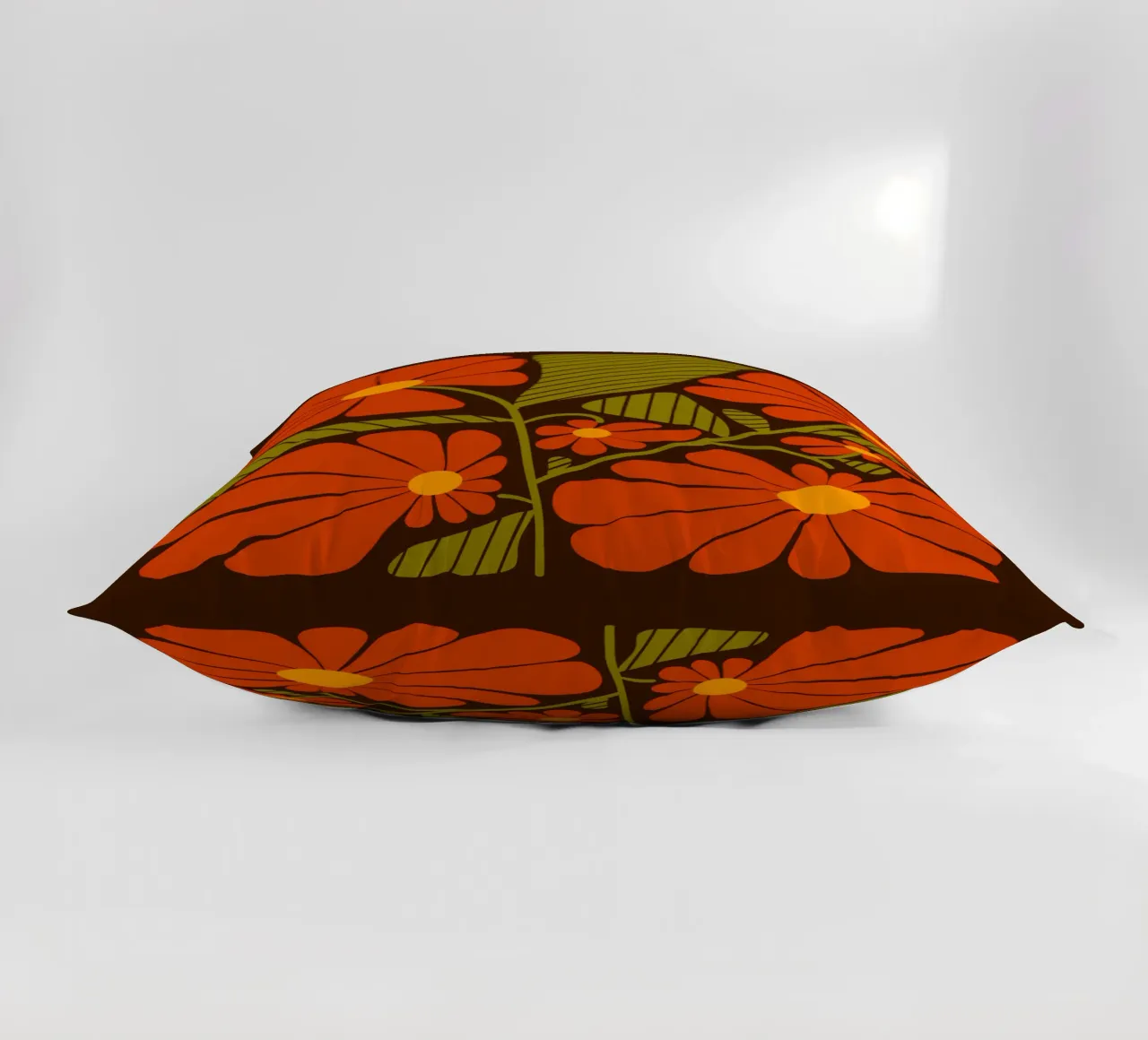 Retro 60s vibes orange flowers cuscino da TijanaArtStudio88