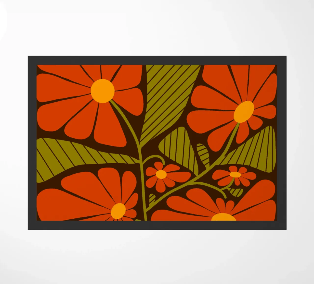 Retro 60s vibes orange flowers zerbino da TijanaArtStudio88