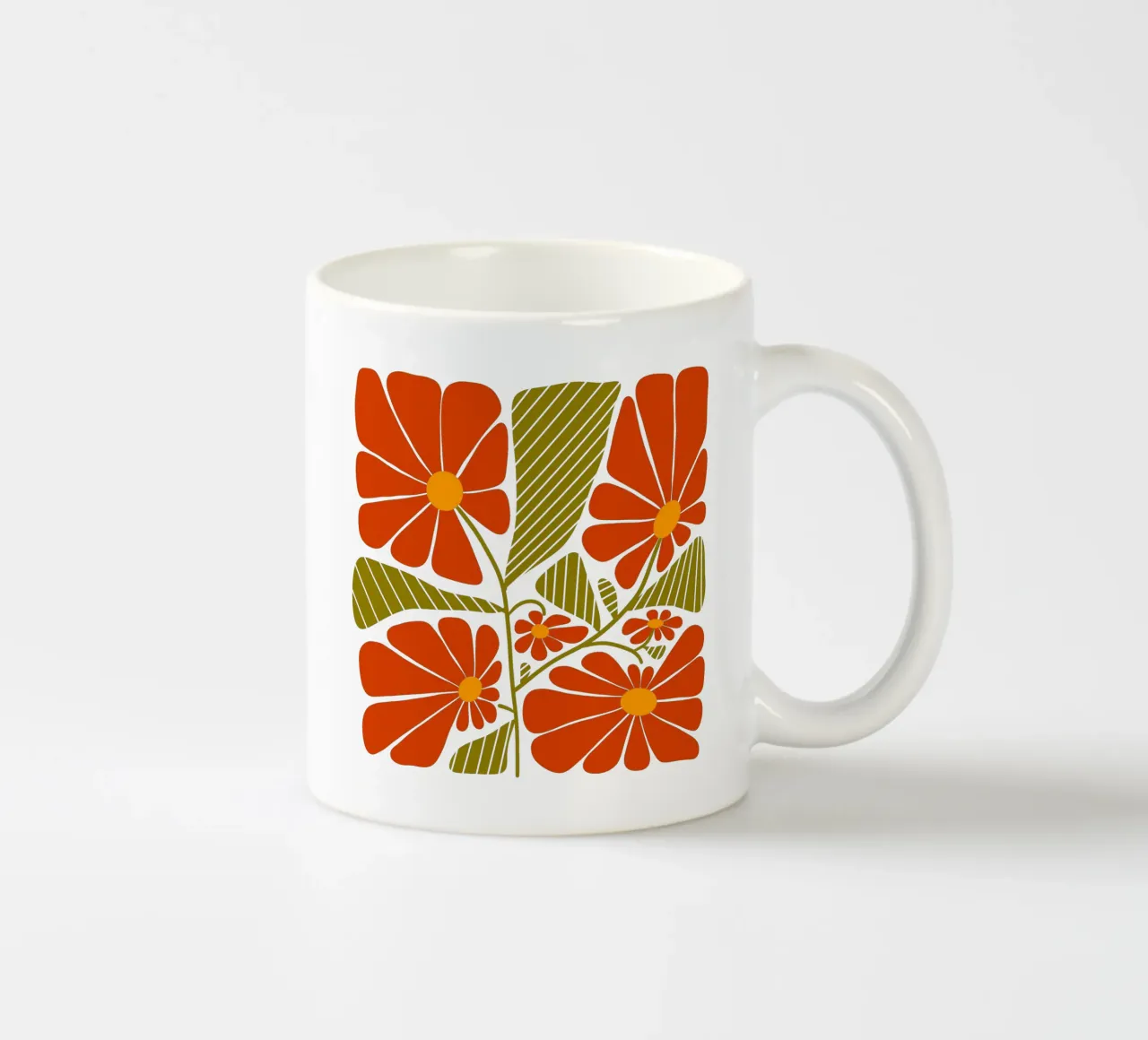 Retro 60s vibes orange flowers tazza in ceramica da TijanaArtStudio88