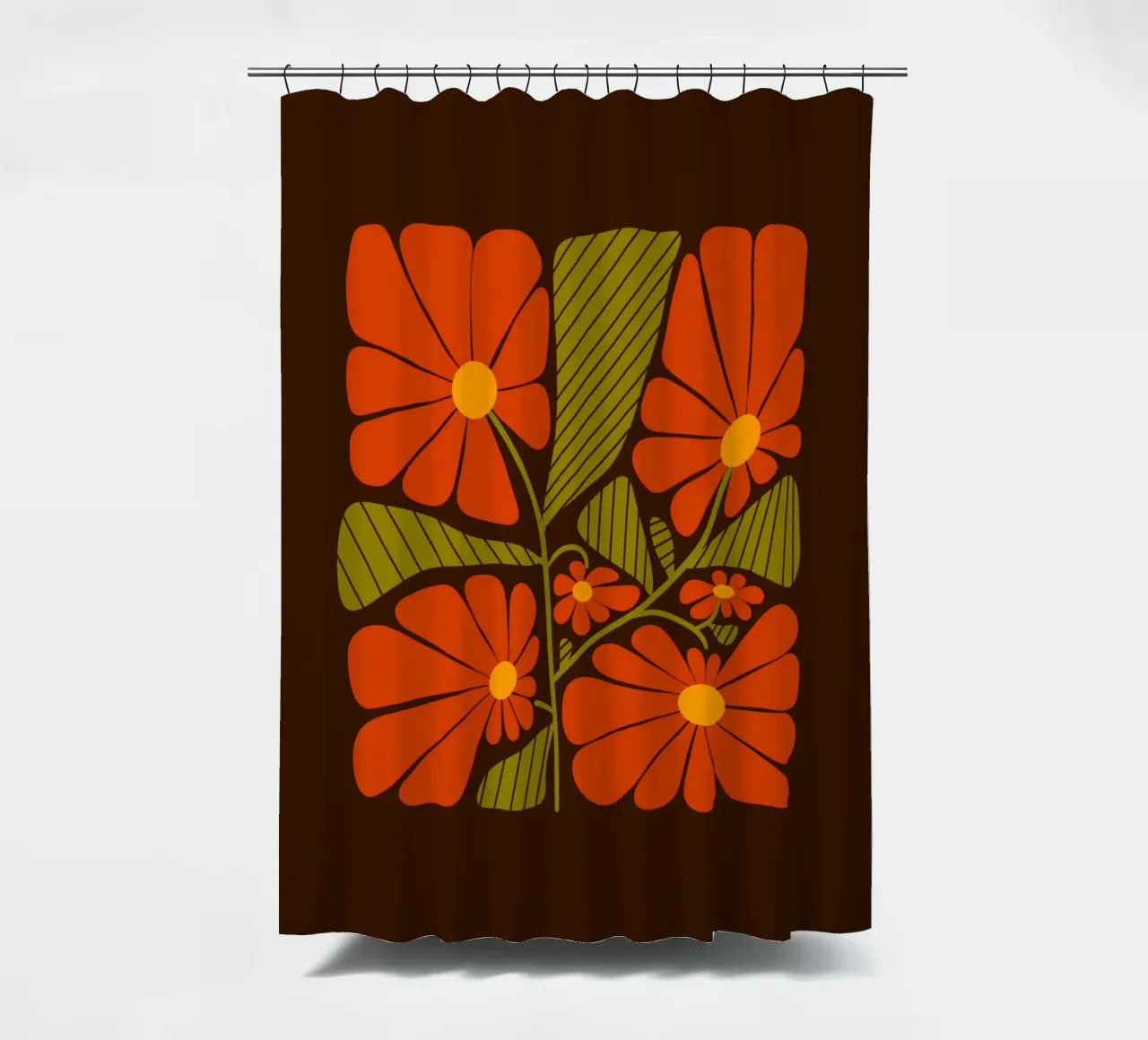 Retro 60s vibes orange flowers tenda da doccia da TijanaArtStudio88