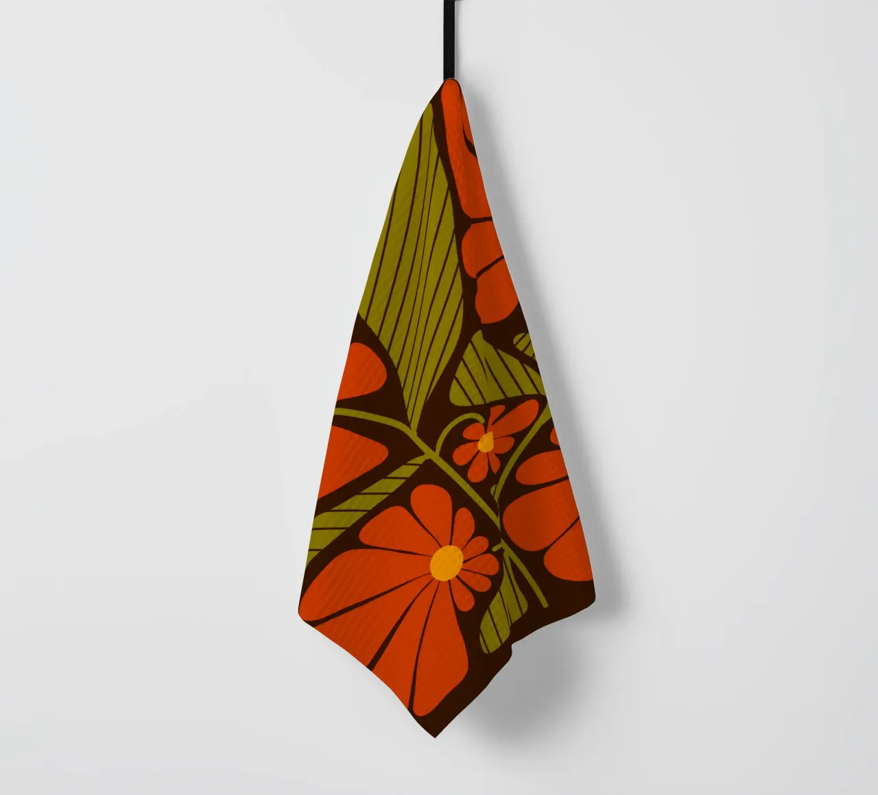 Retro 60s vibes orange flowers canovaccio da cucina da TijanaArtStudio88