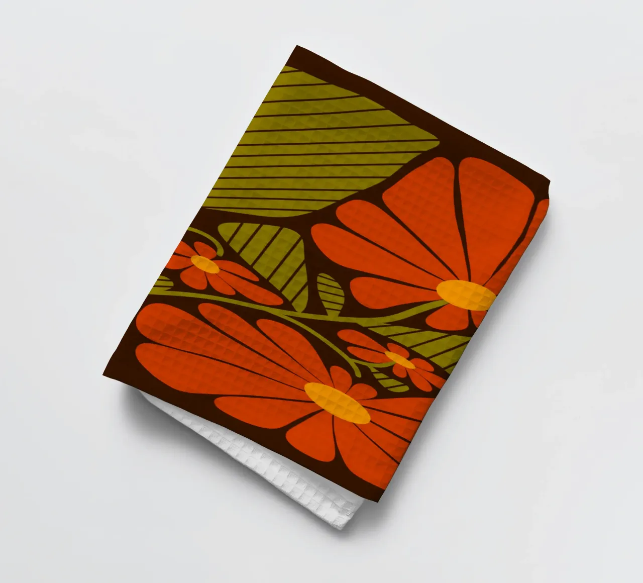 Retro 60s vibes orange flowers canovaccio da cucina da TijanaArtStudio88