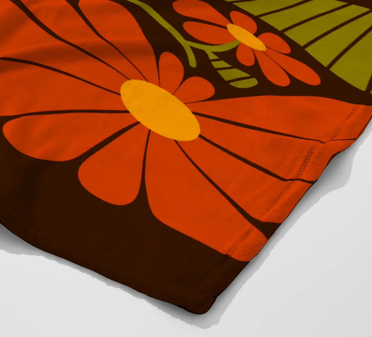Retro 60s vibes orange flowers coperta in pile da TijanaArtStudio88
