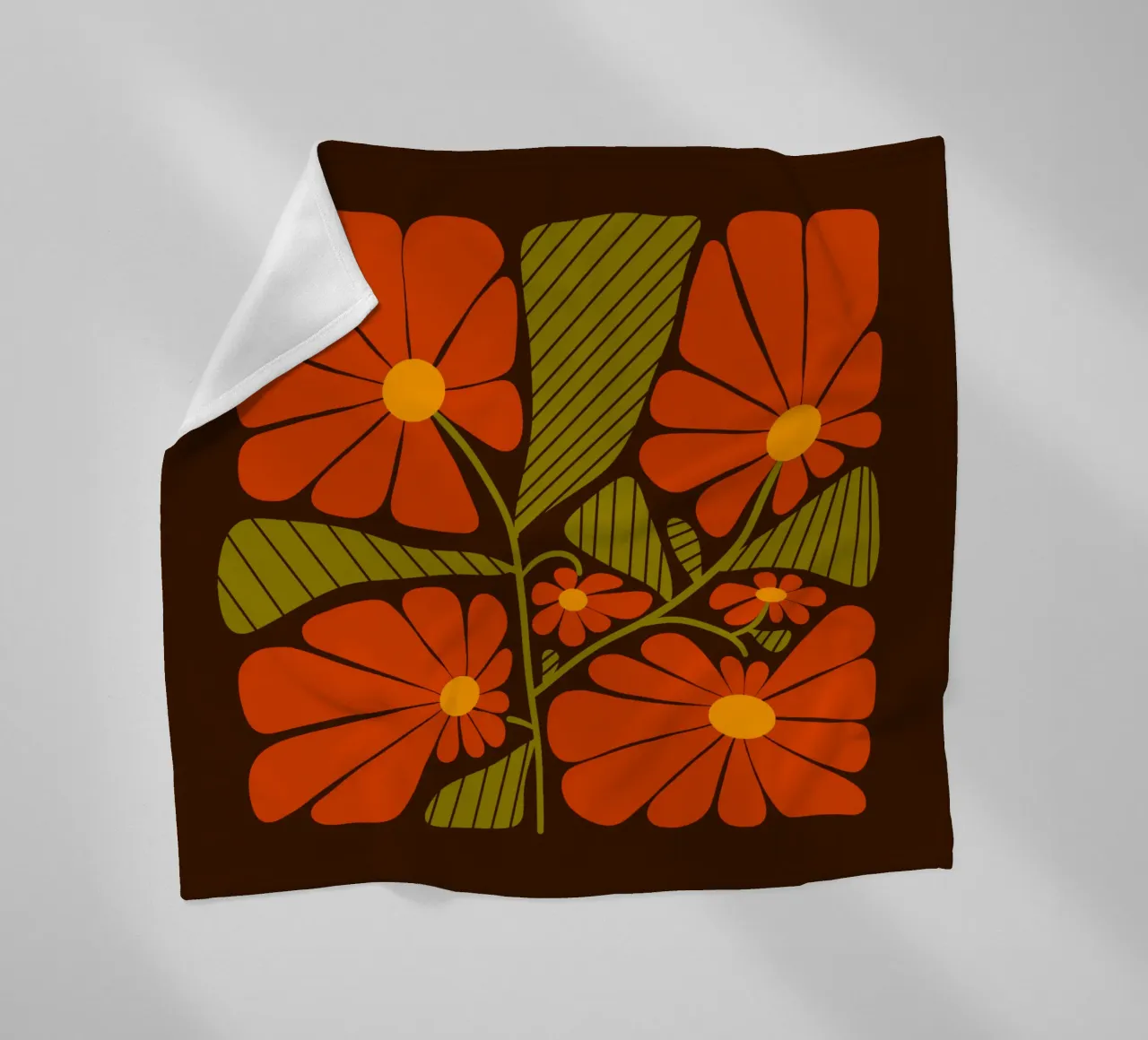 Retro 60s vibes orange flowers coperta in pile da TijanaArtStudio88