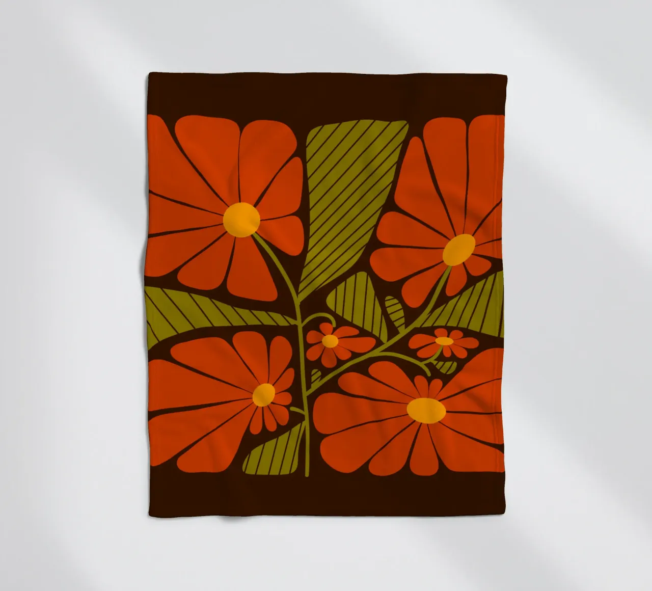 Retro 60s vibes orange flowers coperta in pile da TijanaArtStudio88