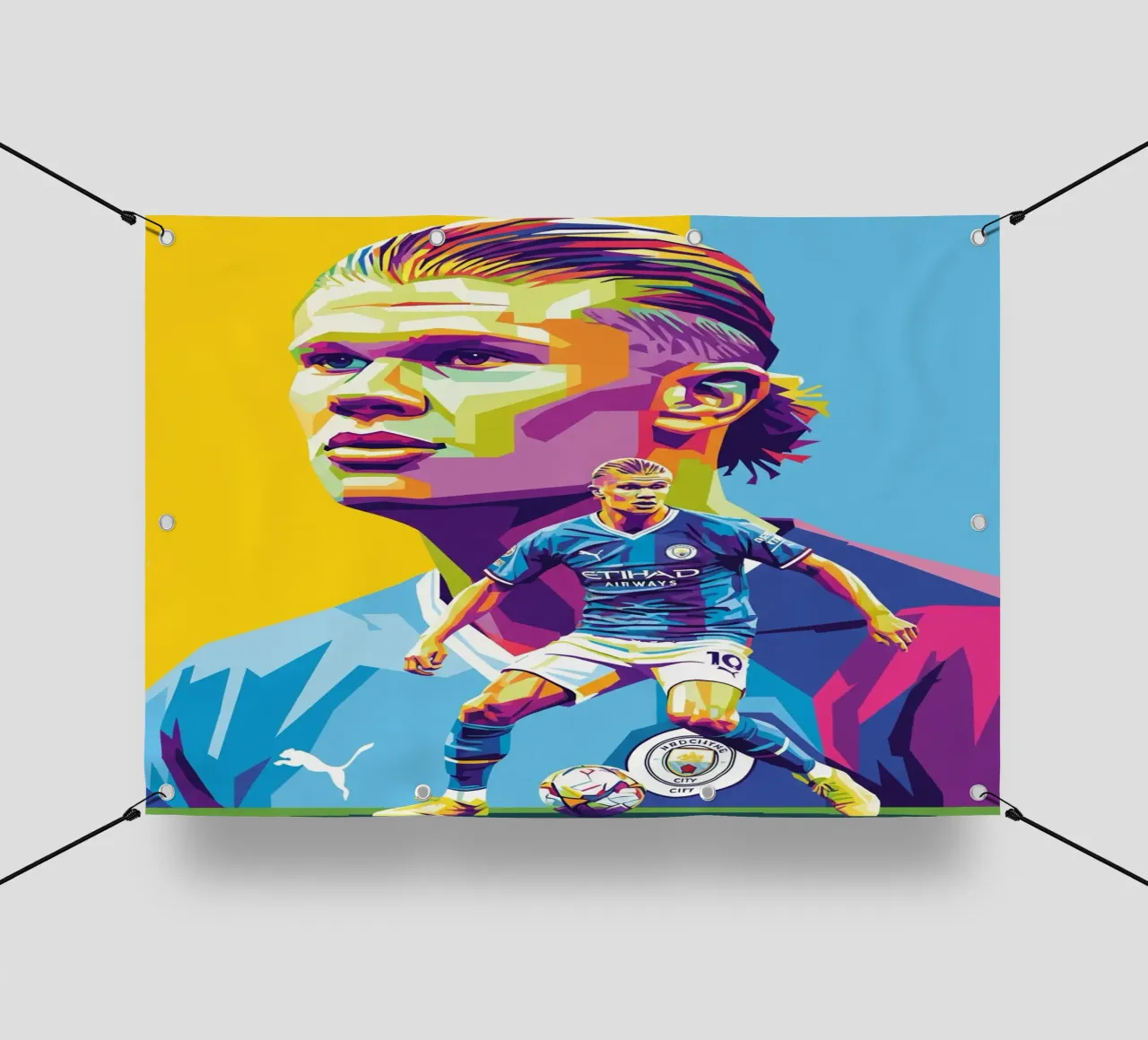 Erling Haaland - WPAP art style (1) telo in pvc da Hantamrata