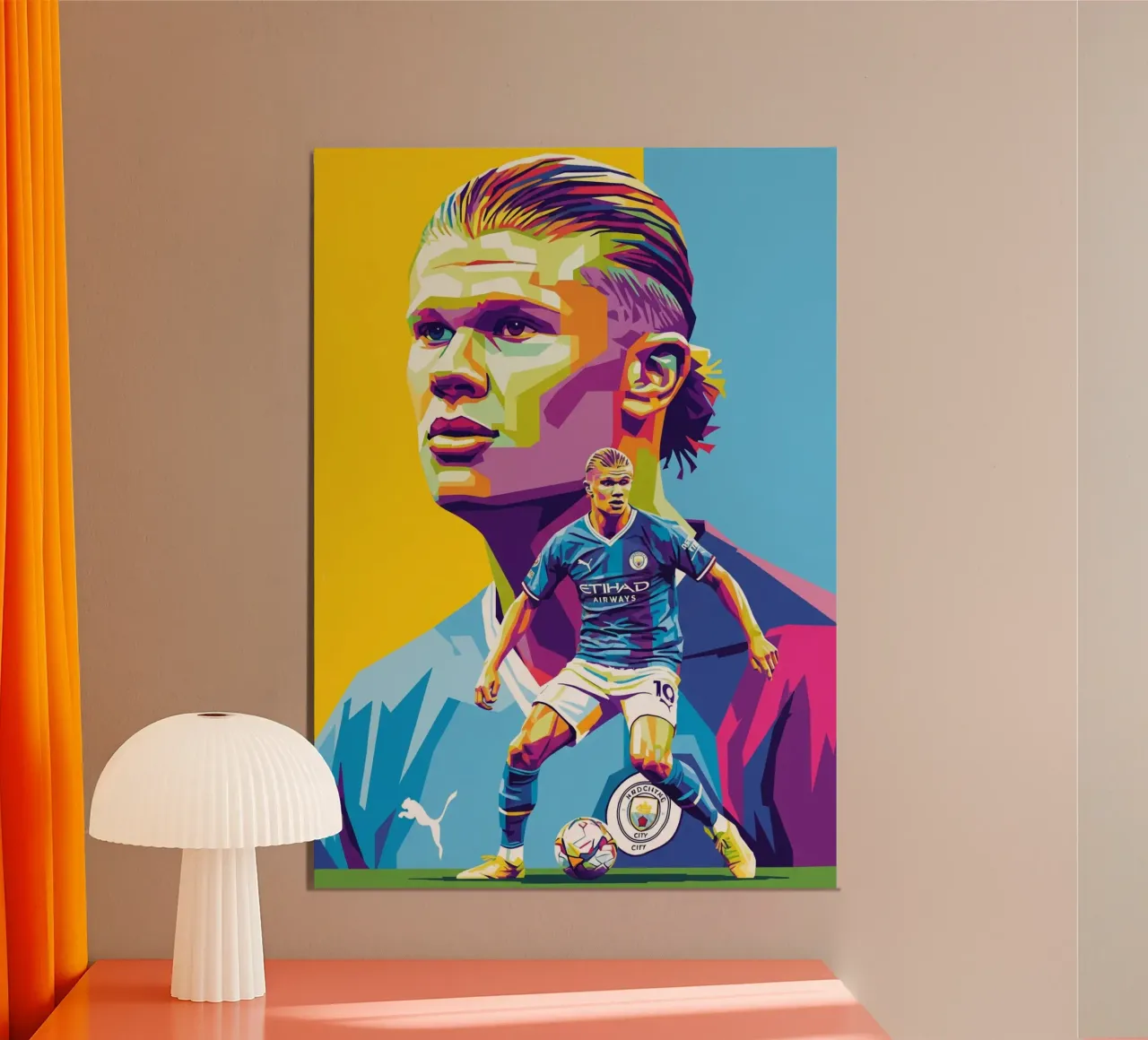 Erling Haaland - WPAP art style (1) poster con telaio in alluminio da Hantamrata