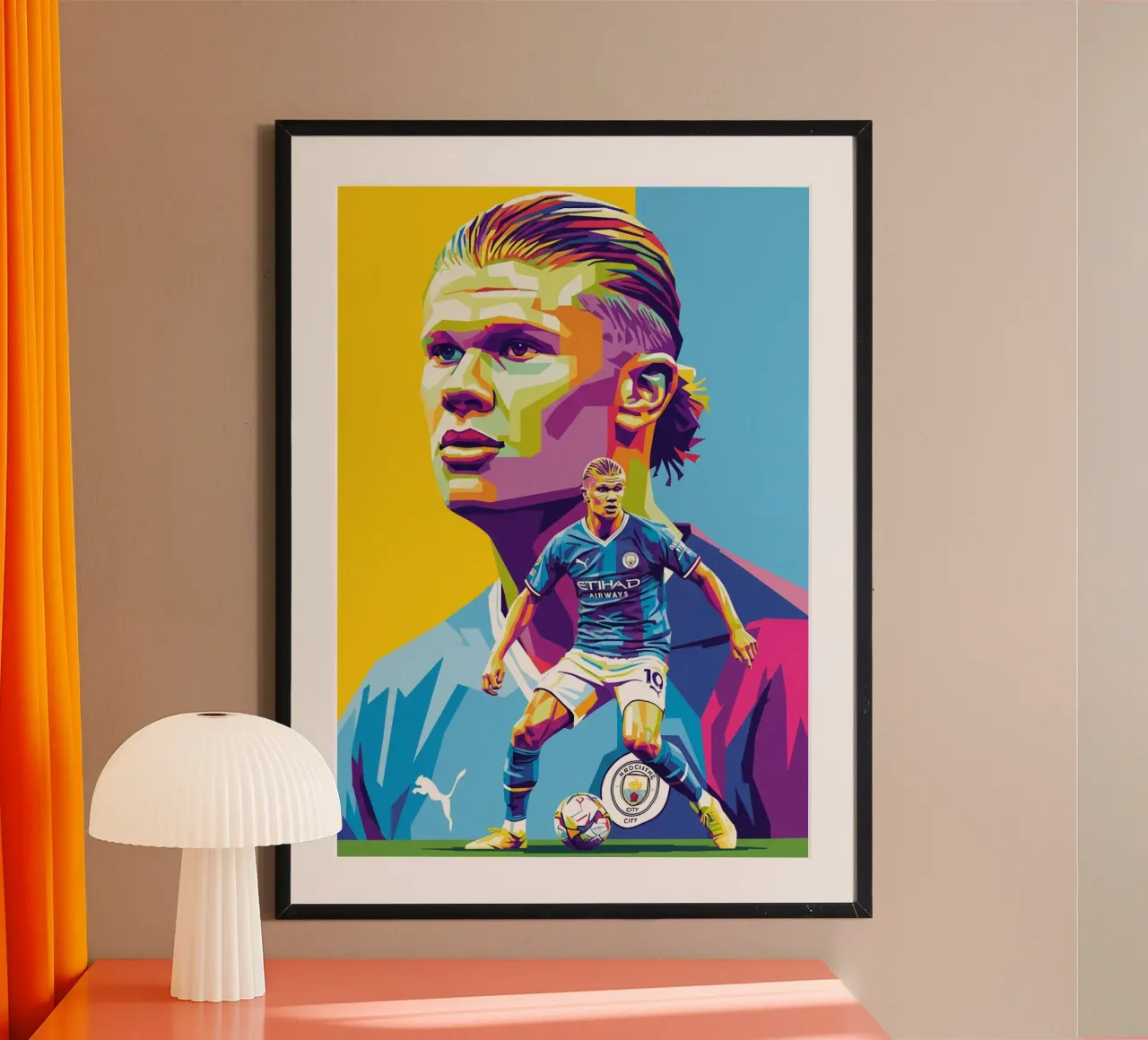 Erling Haaland - WPAP art style (1) poster con telaio in alluminio da Hantamrata